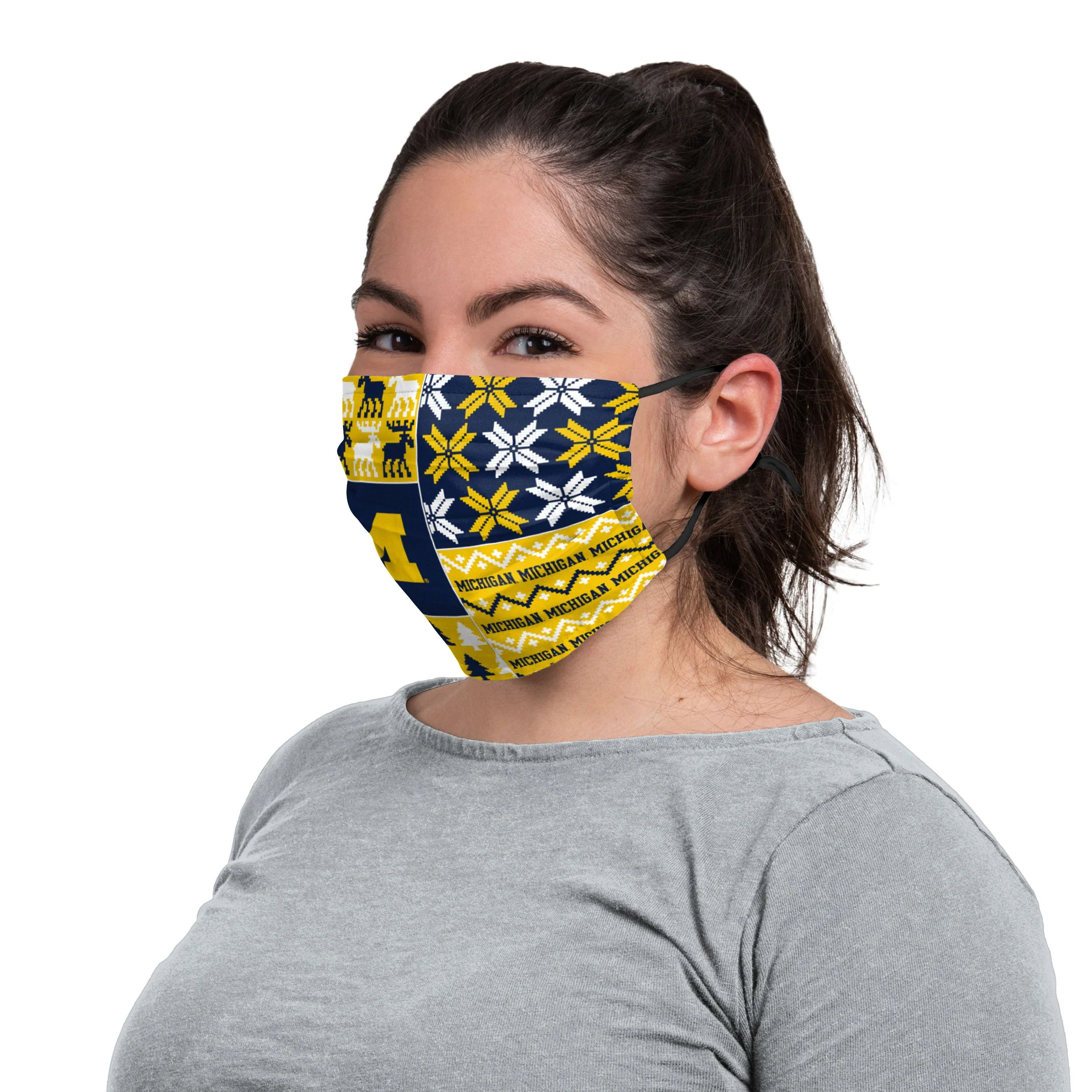 Michigan Wolverines NCAA Busy Block Adjustable Face Cover - Image 3