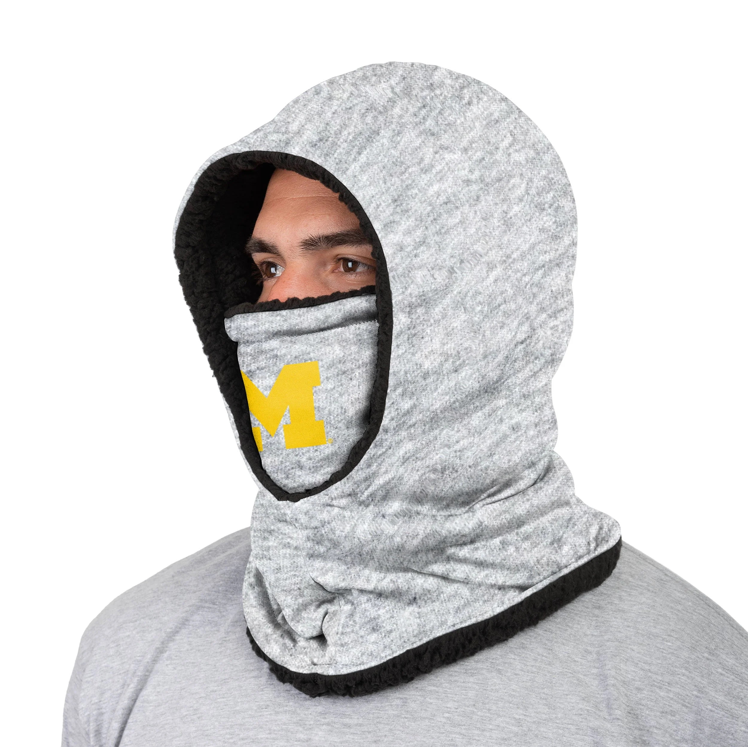 Michigan Wolverines NCAA Heather Grey Big Logo Hooded Gaiter - Image 2