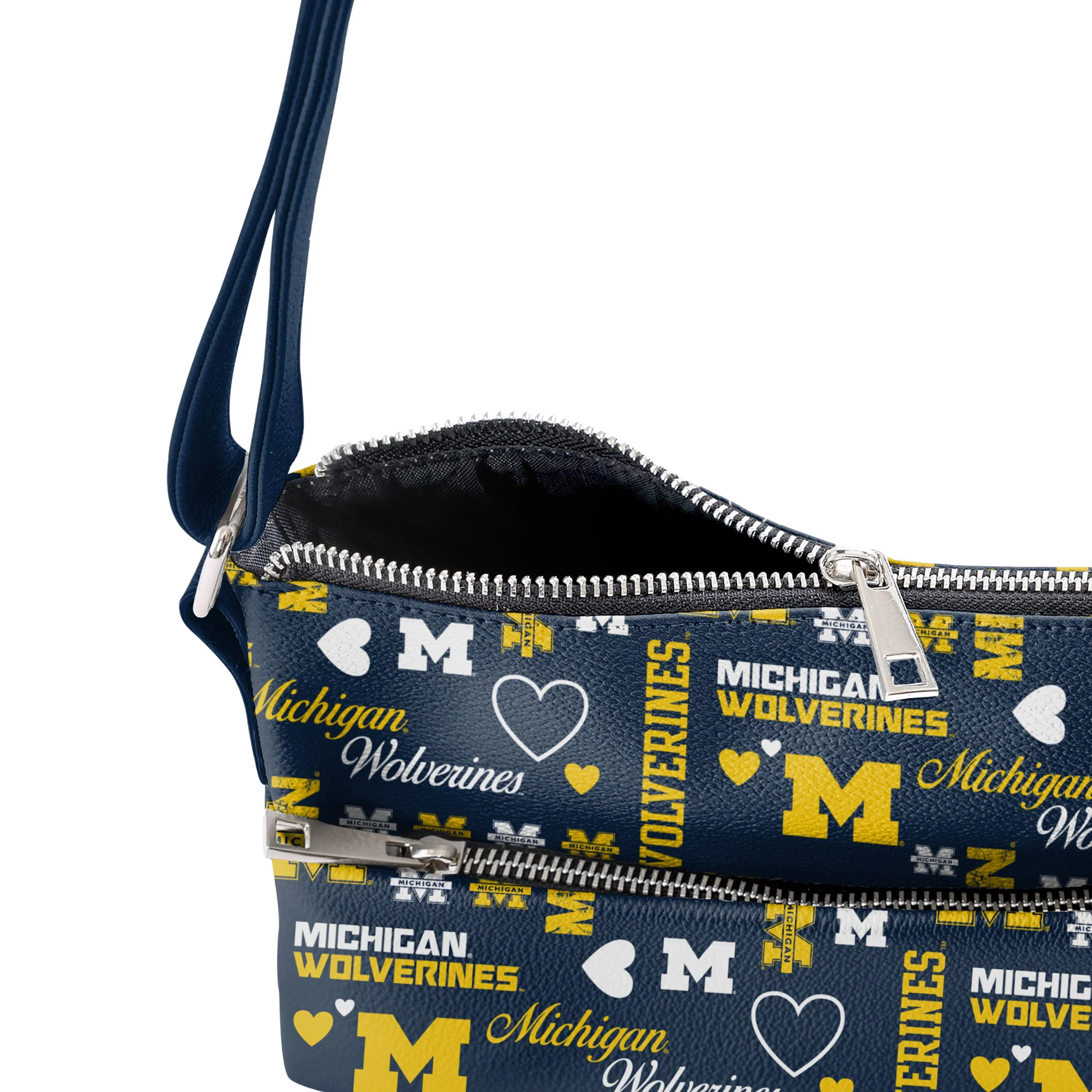Michigan Wolverines NCAA Logo Love Crossbody Purse - Image 4