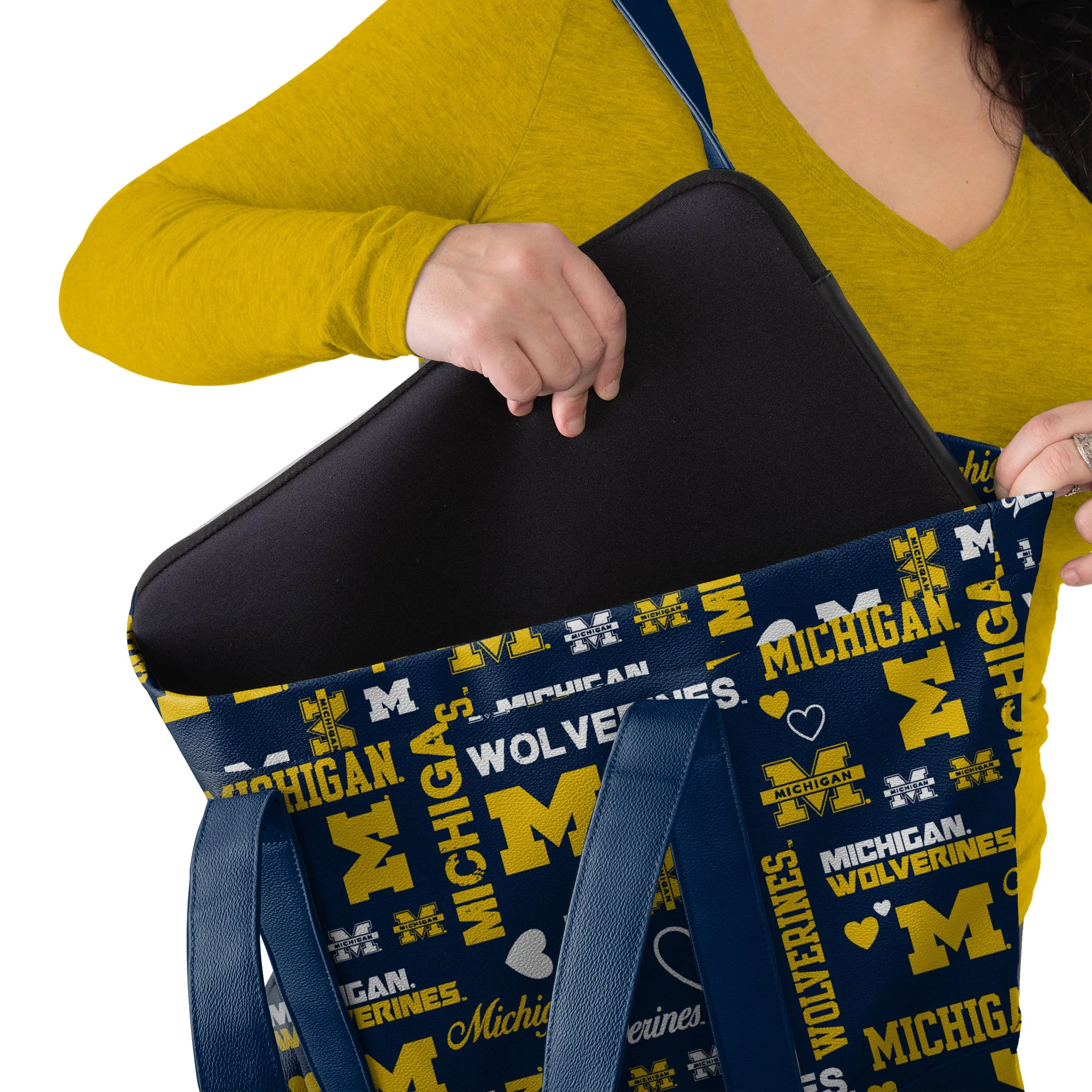 Michigan Wolverines NCAA Logo Love Tote Bag - Image 3