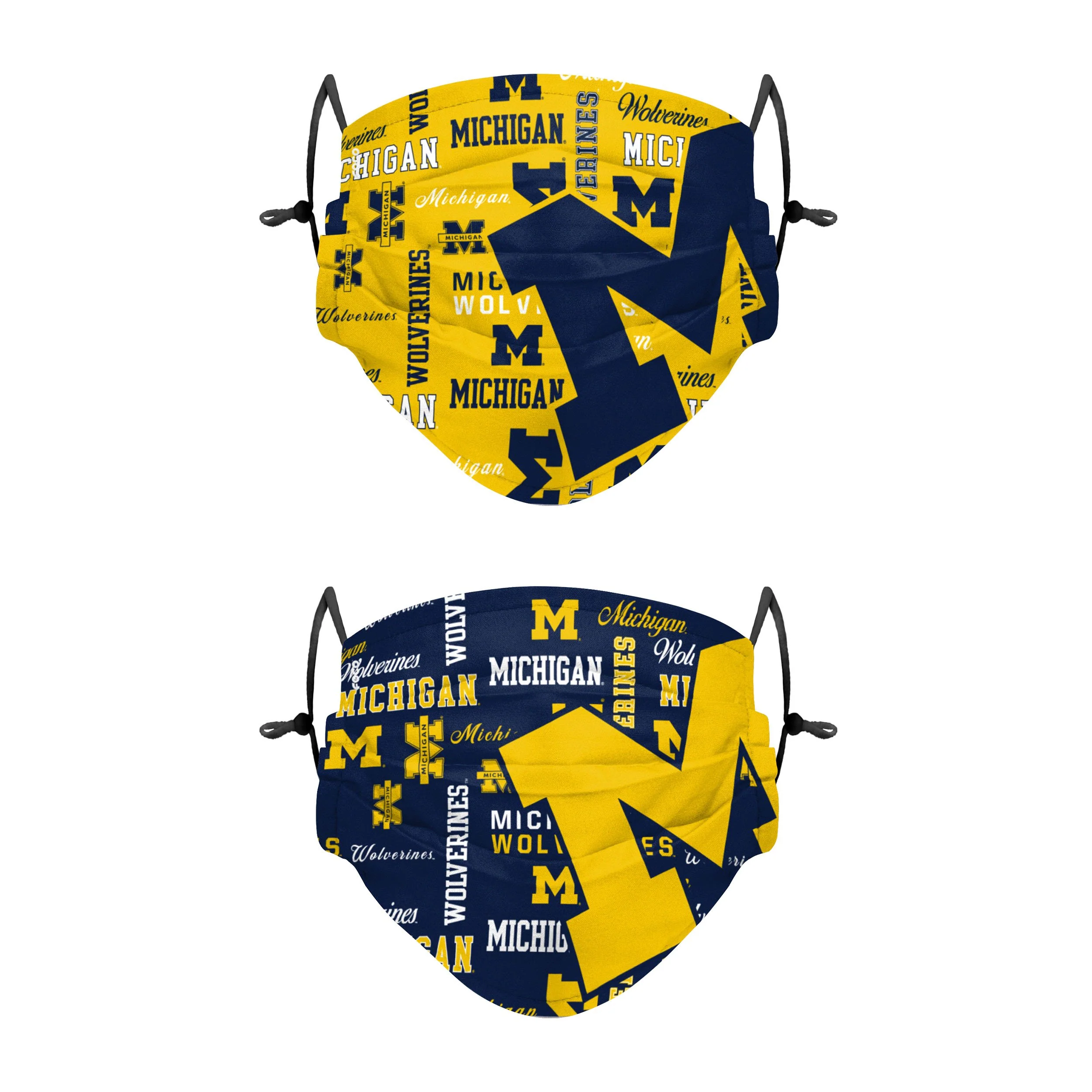 Michigan Wolverines NCAA Logo Rush Adjustable 2 Pack Face Cover