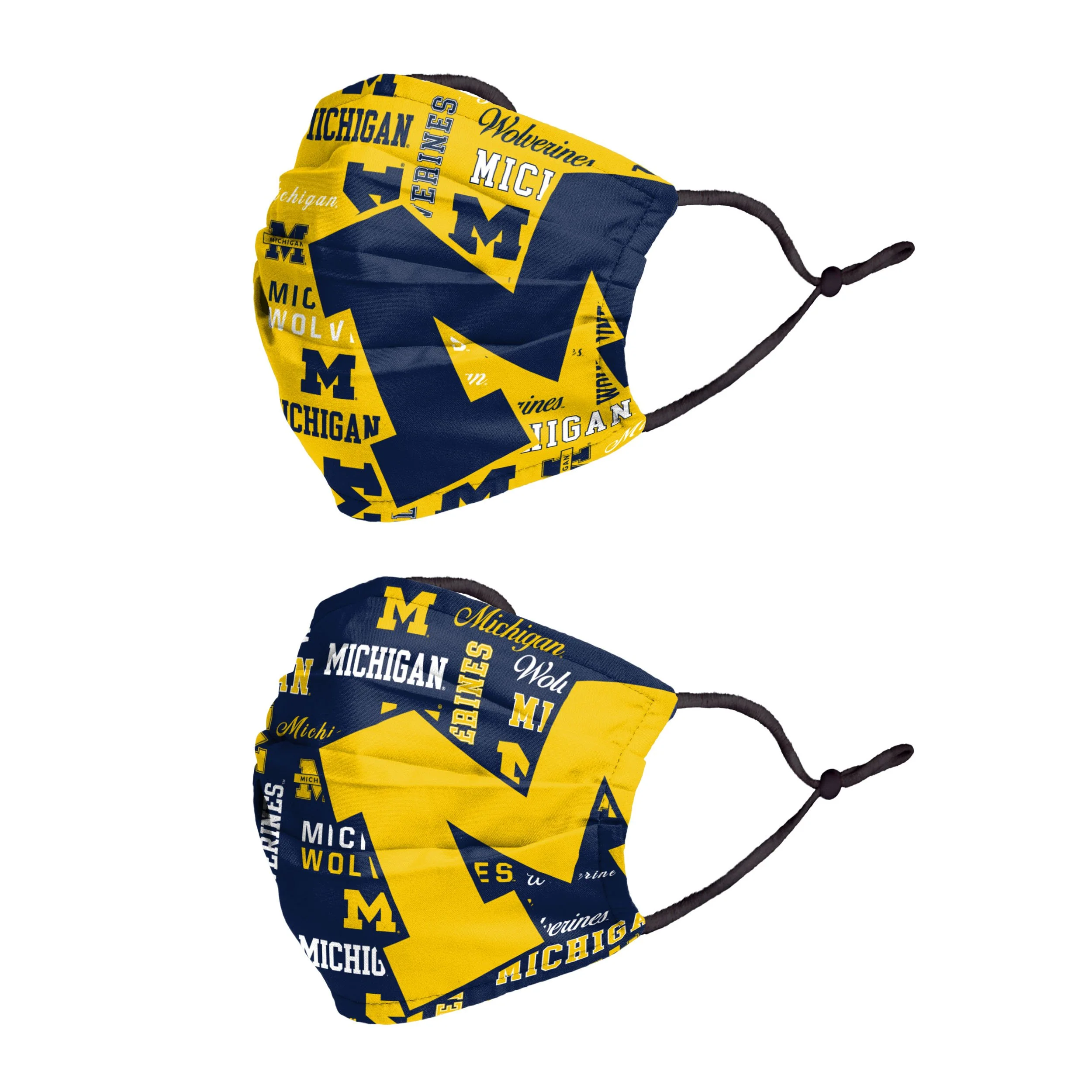 Michigan Wolverines NCAA Logo Rush Adjustable 2 Pack Face Cover - Image 2