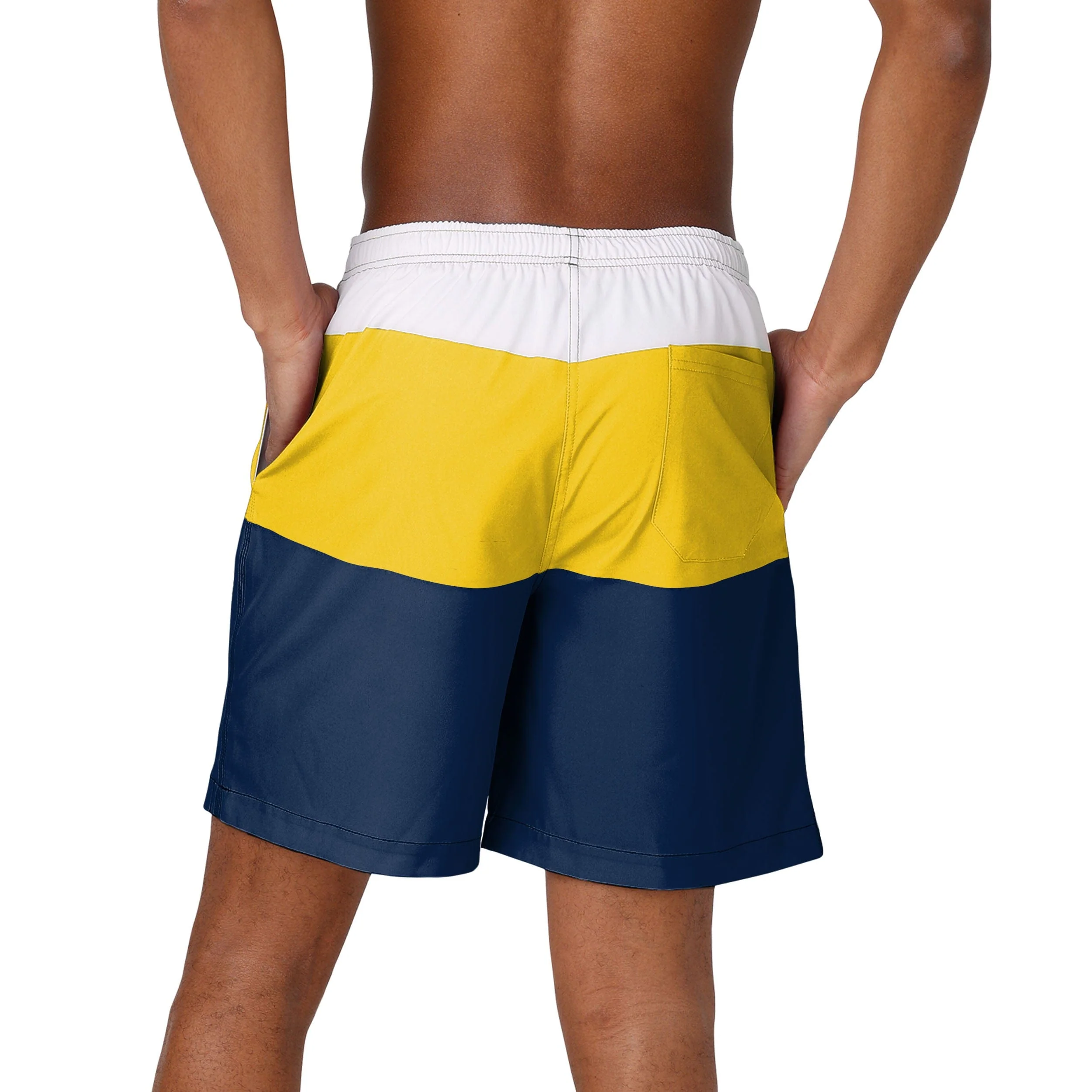 Michigan Wolverines NCAA Mens 3 Stripe Big Logo Swimming Trunks - Image 3