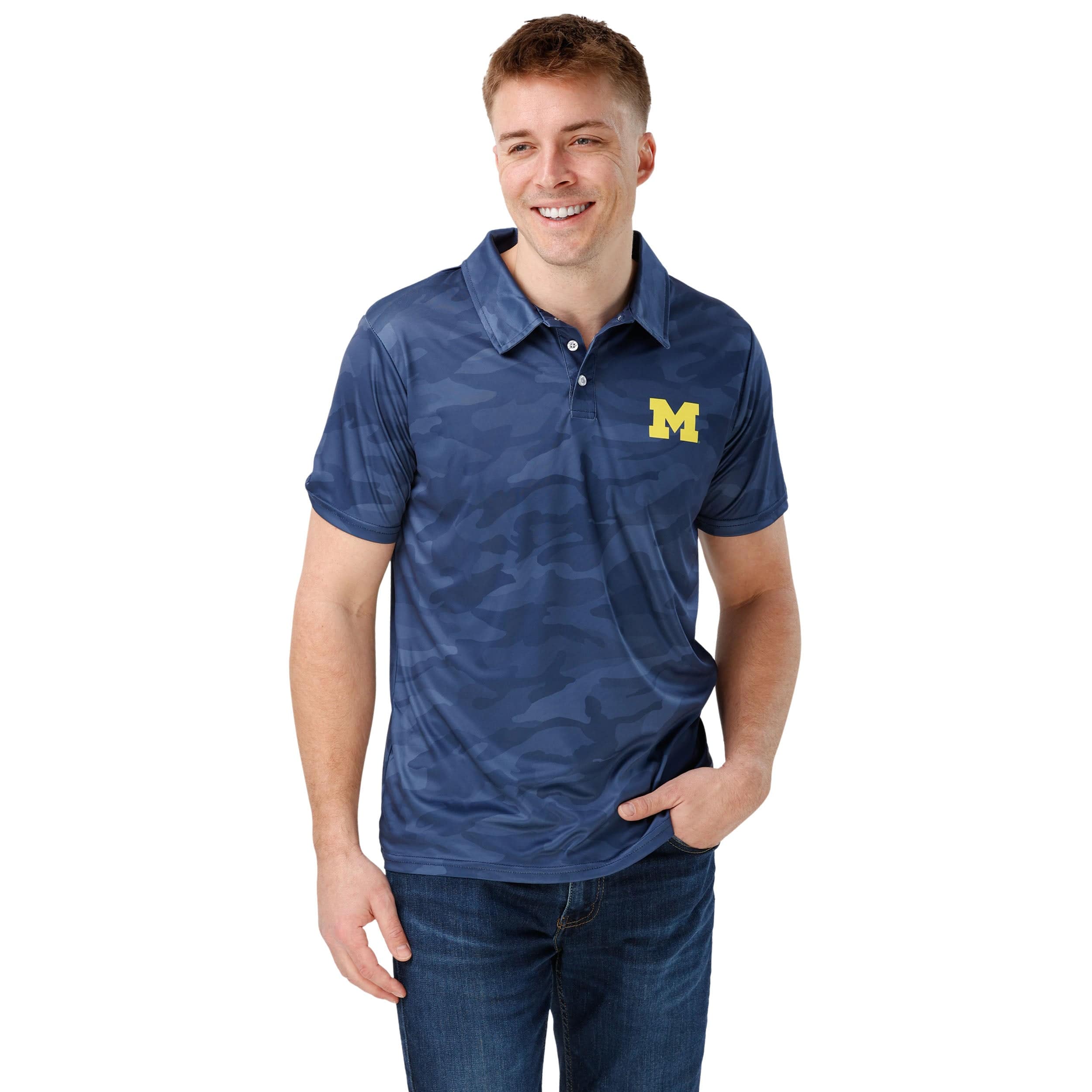 Michigan Wolverines NCAA Mens Color Camo Polyester Polo - Image 2