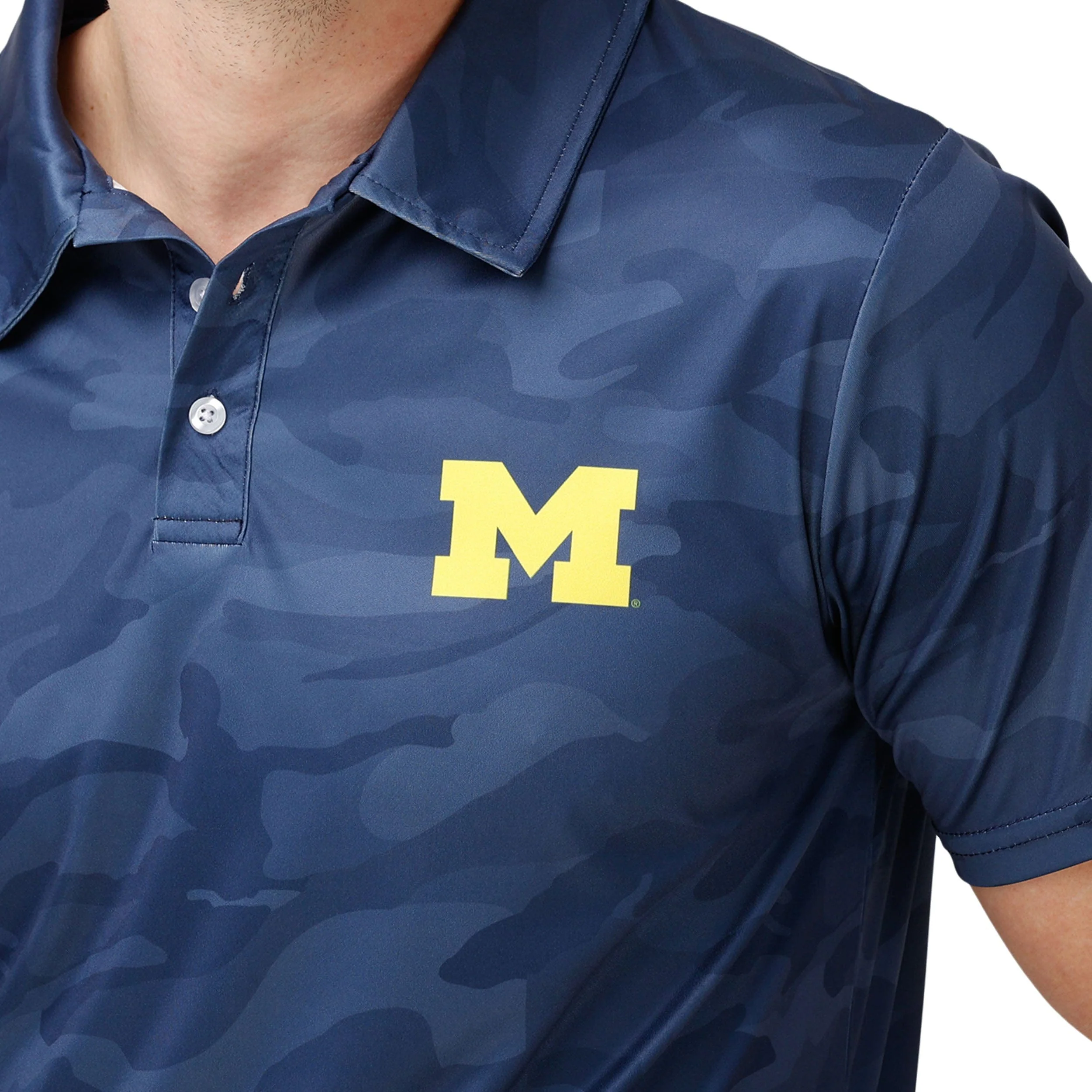 Michigan Wolverines NCAA Mens Color Camo Polyester Polo - Image 4