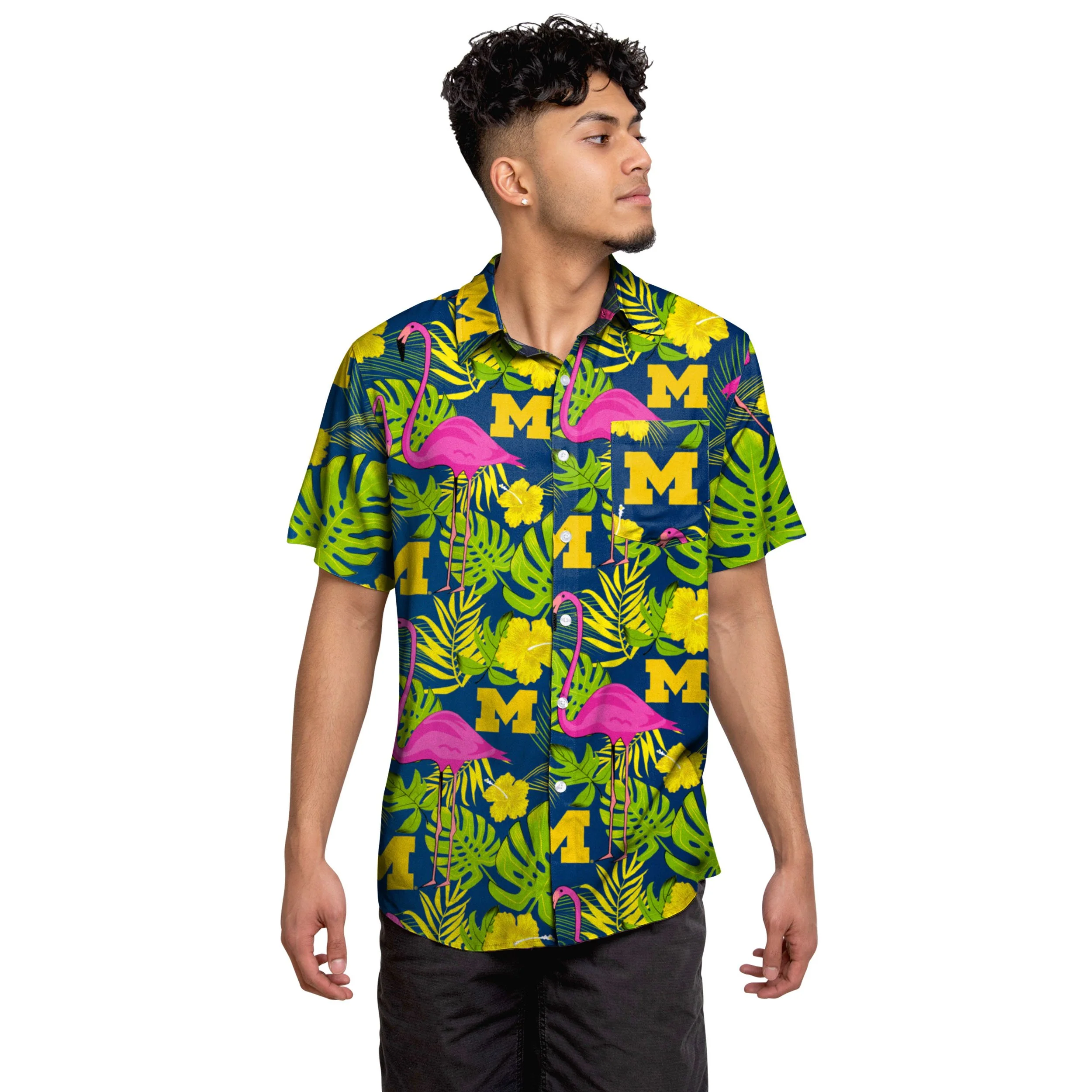 Michigan Wolverines NCAA Mens Highlights Button Up Shirt - Image 2