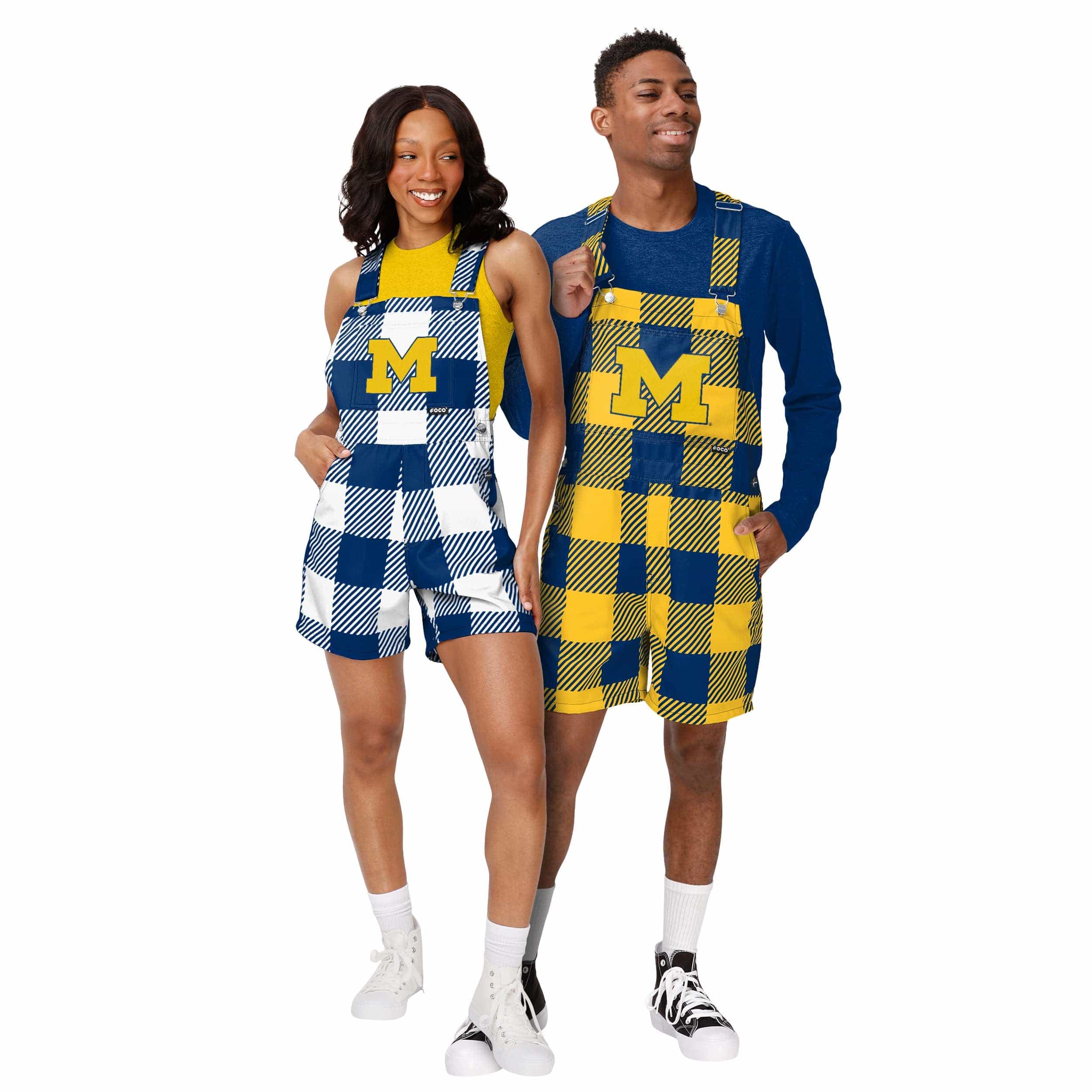 Michigan Wolverines NCAA Mens Plaid Bib Shortalls - Image 3
