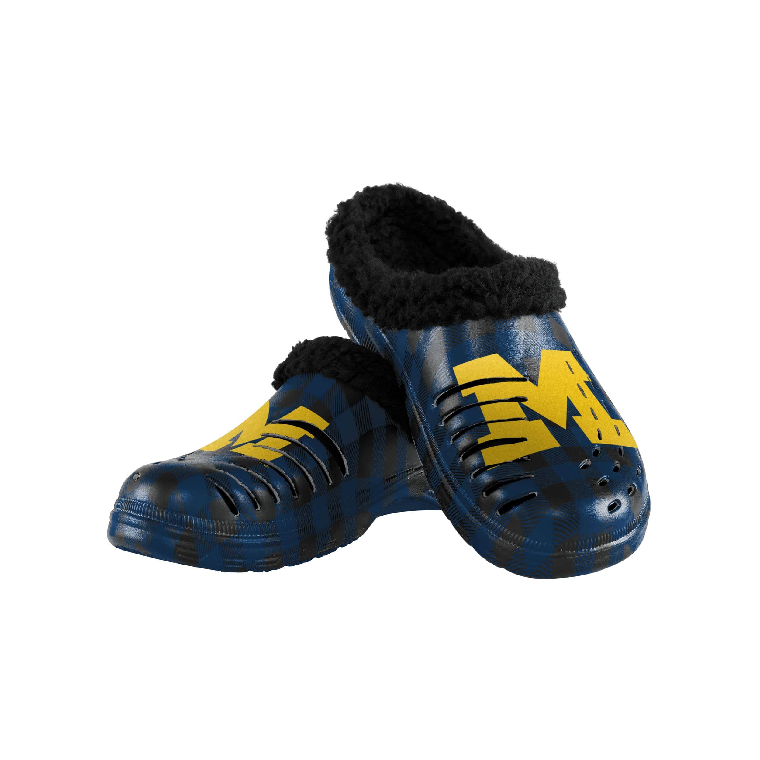 Michigan Wolverines NCAA Mens Sherpa Lined Buffalo Check Clog