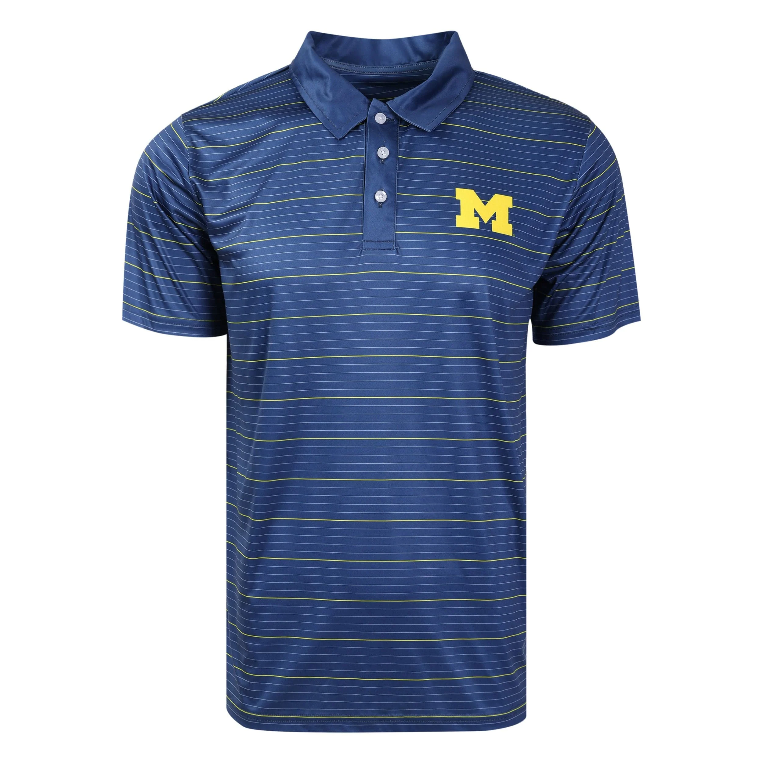 Michigan Wolverines NCAA Mens Striped Polyester Polo - Image 3