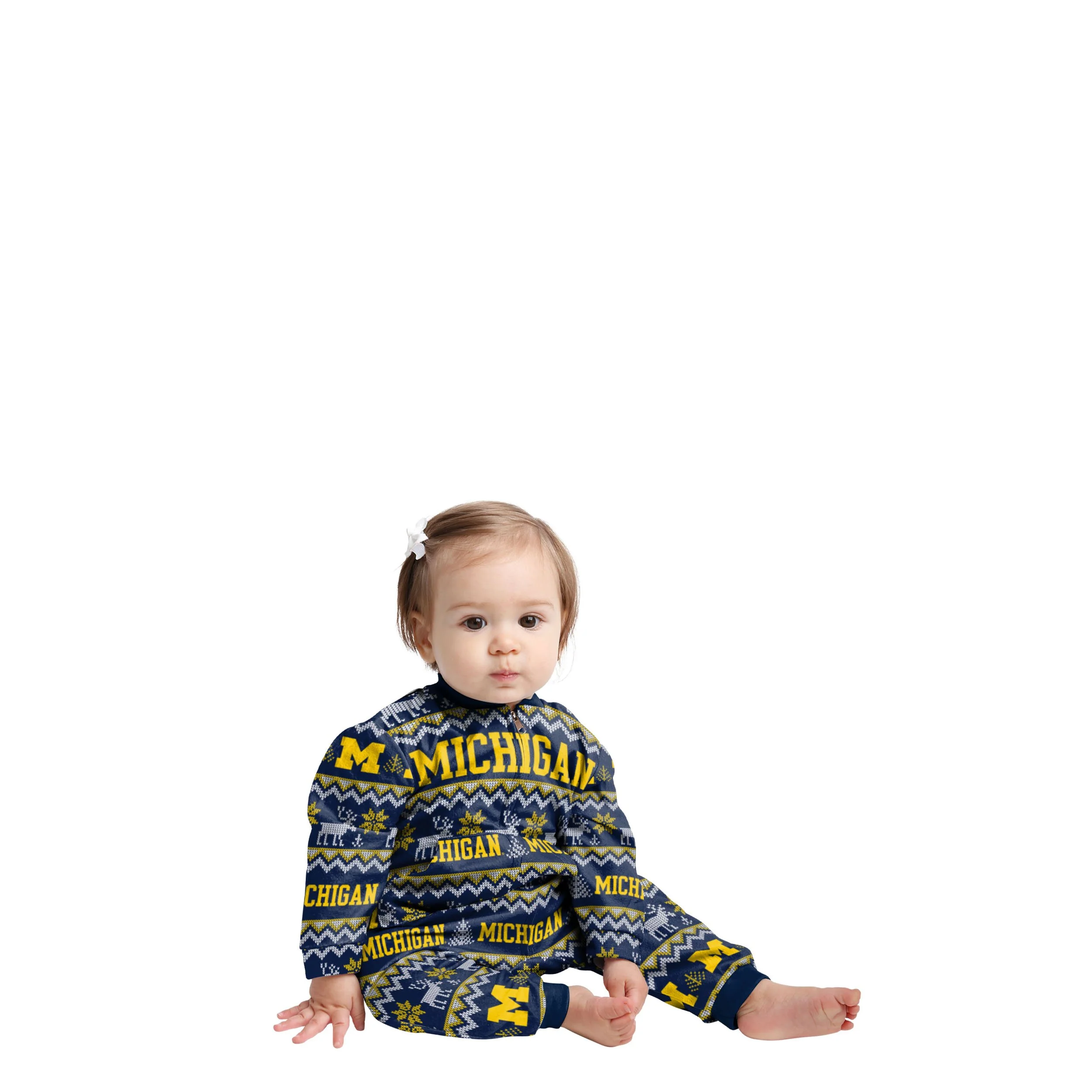 Michigan Wolverines NCAA Ugly Pattern Family Holiday Pajamas - Image 2