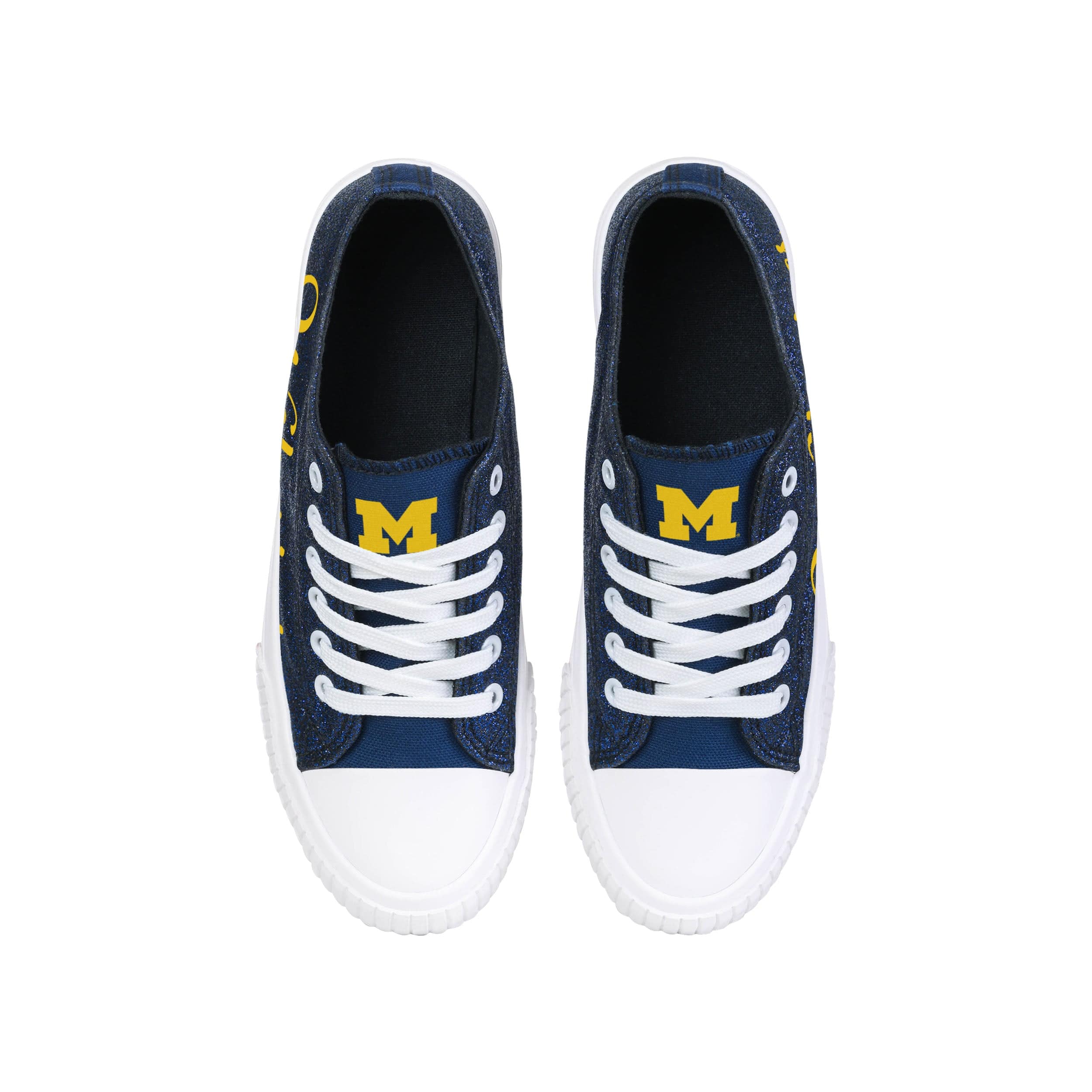 Michigan Wolverines NCAA Womens Color Glitter Low Top Canvas Shoes - Image 4
