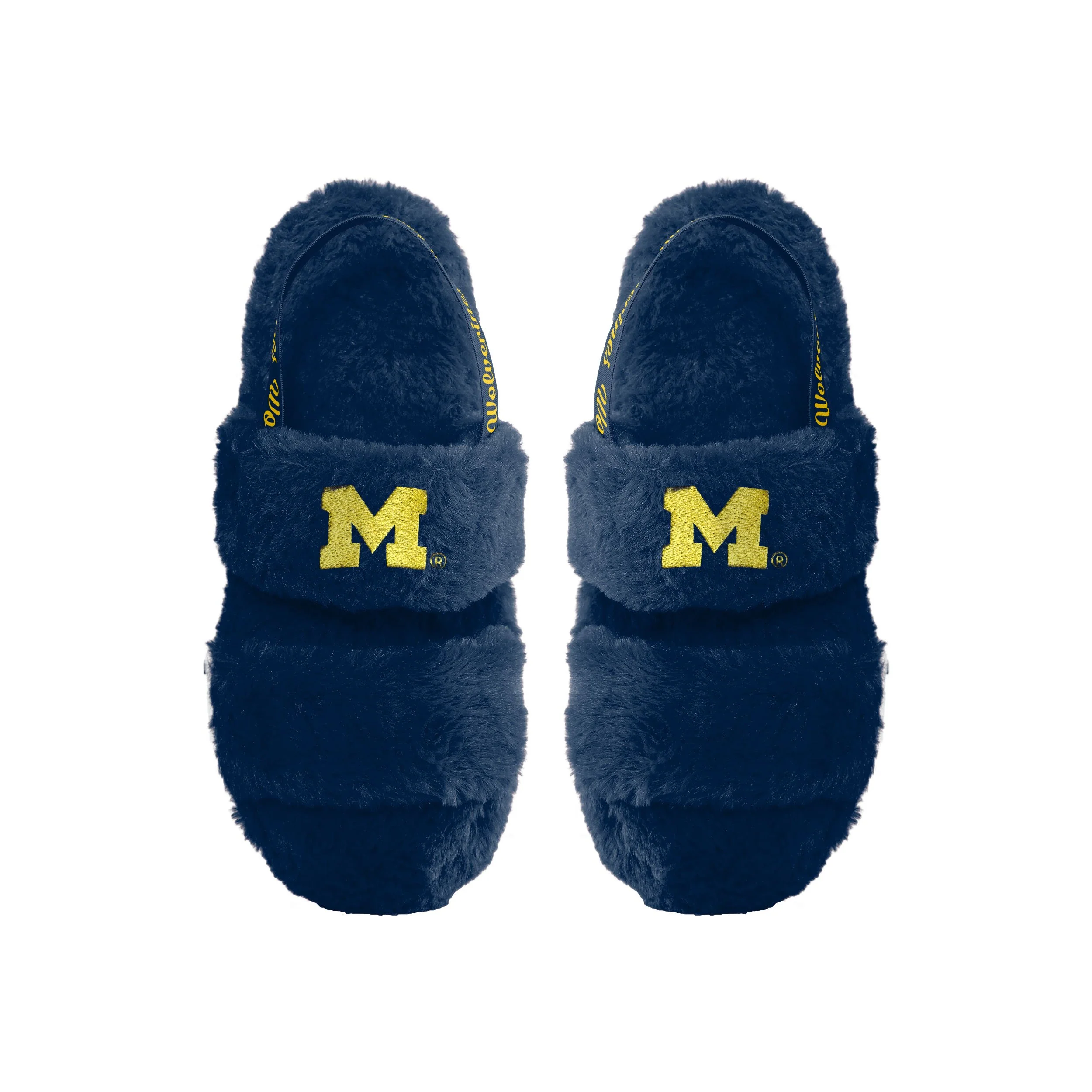 Michigan Wolverines NCAA Womens Heel Strap Wordmark Fur Slide - Image 2