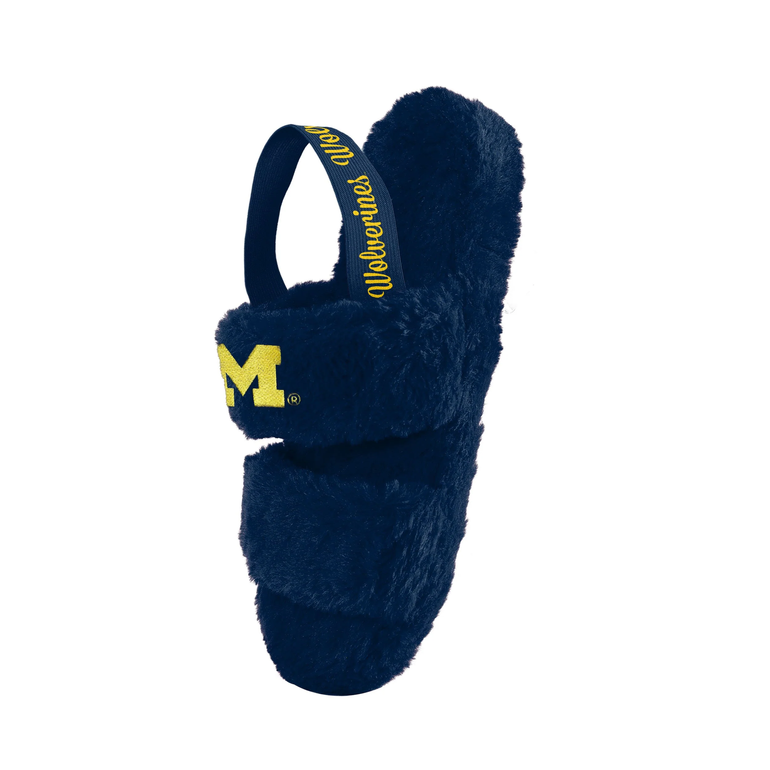 Michigan Wolverines NCAA Womens Heel Strap Wordmark Fur Slide - Image 3