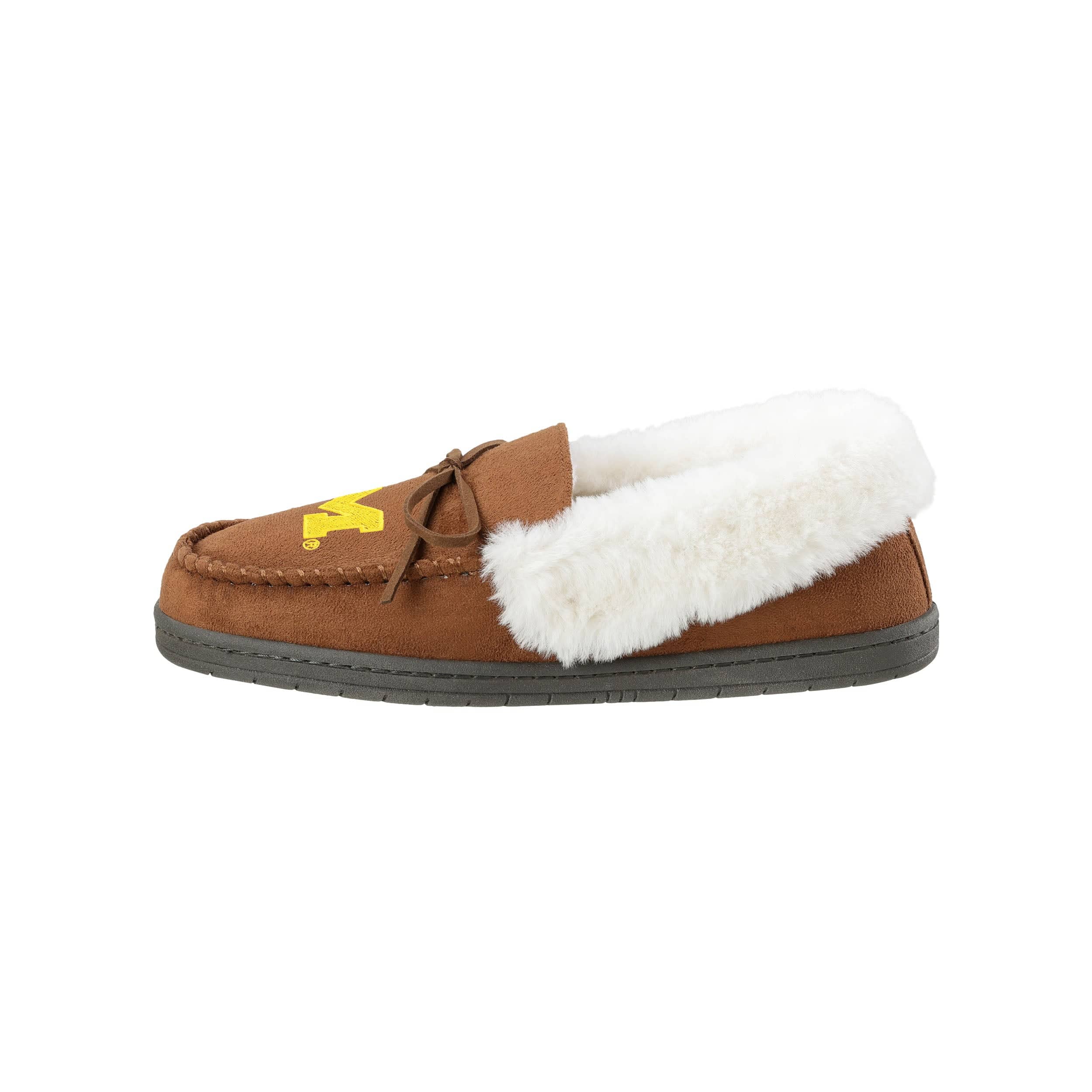 Michigan Wolverines NCAA Womens Tan Moccasin Slippers - Image 2