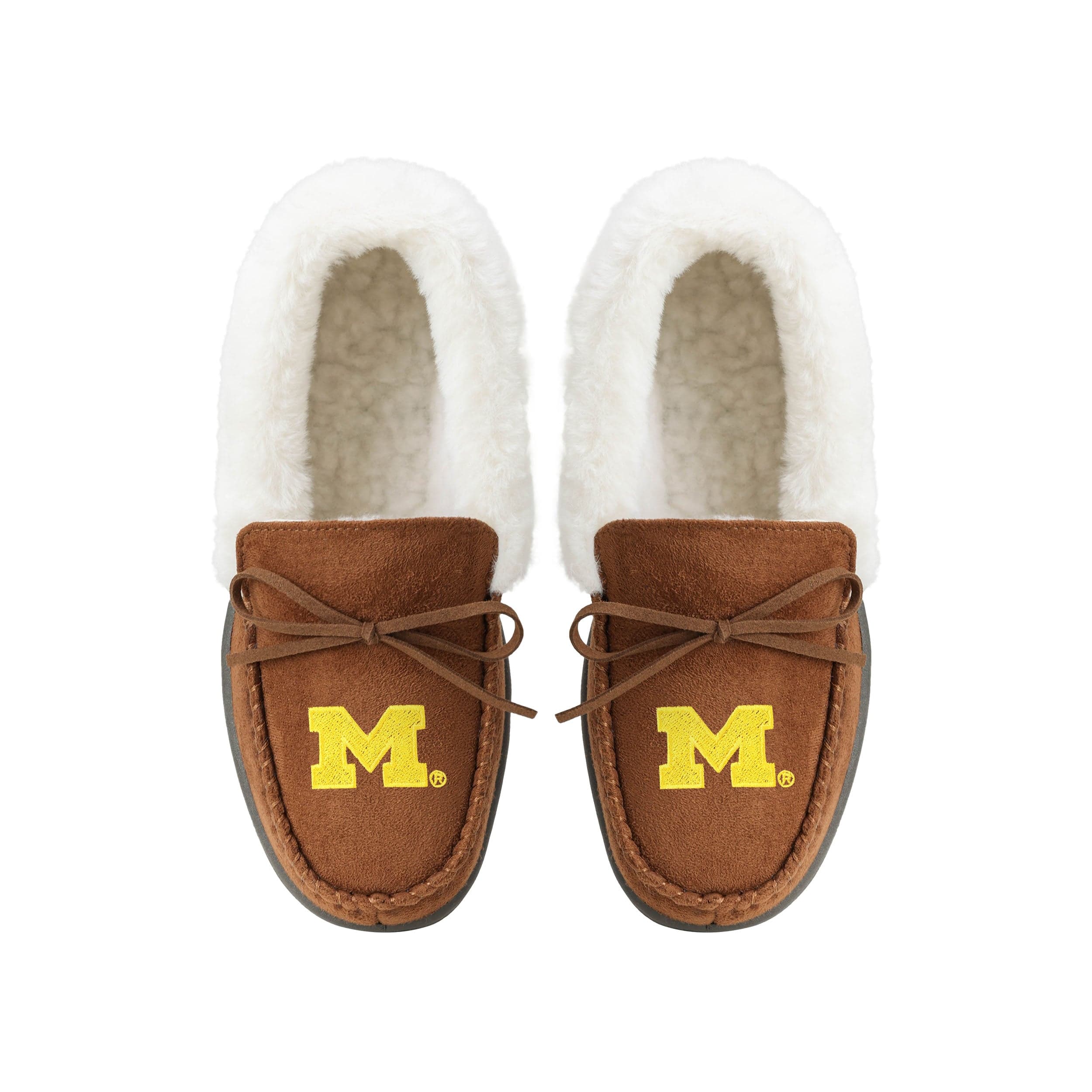 Michigan Wolverines NCAA Womens Tan Moccasin Slippers - Image 4