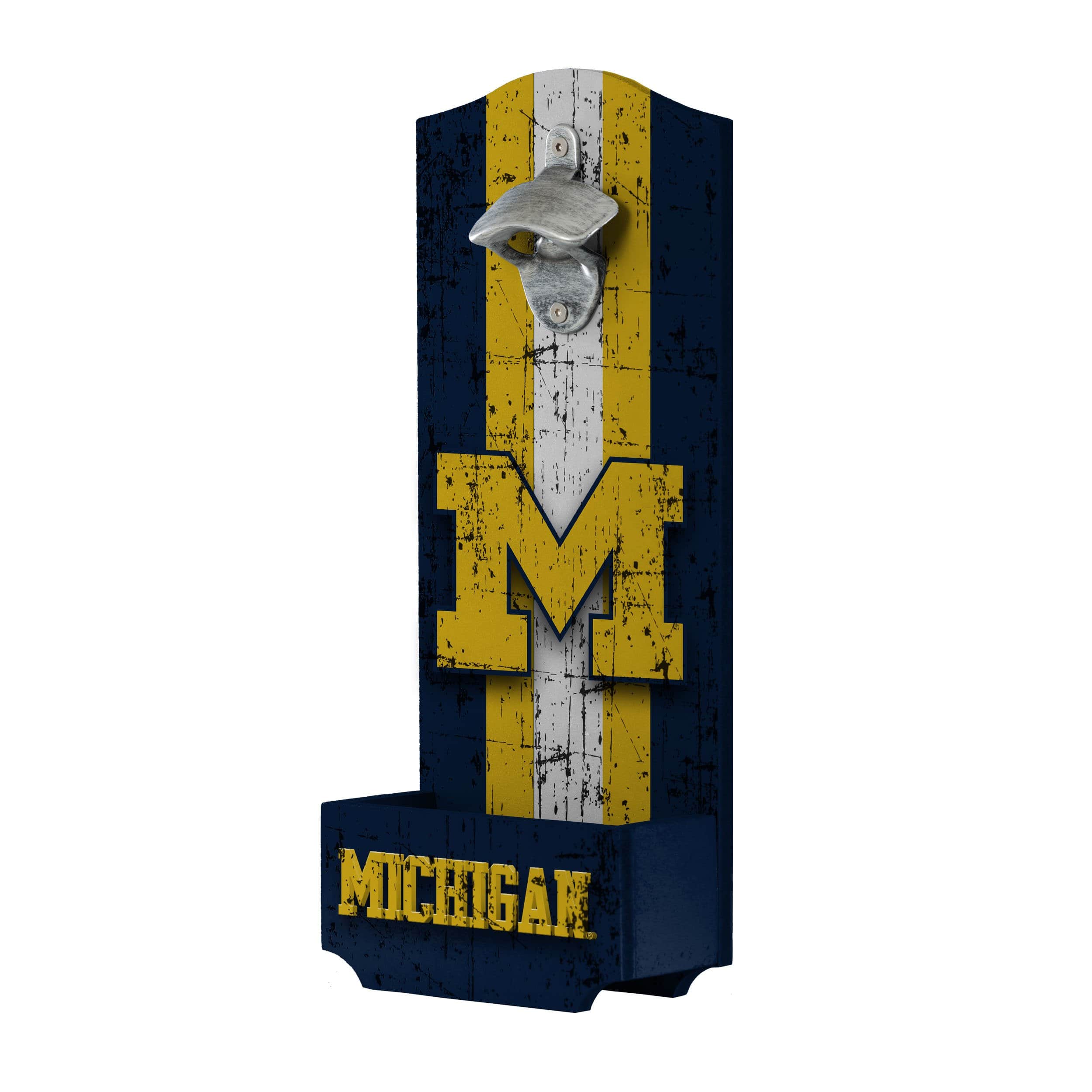 Michigan Wolverines NCAA Wooden Bottle Cap Opener Sign