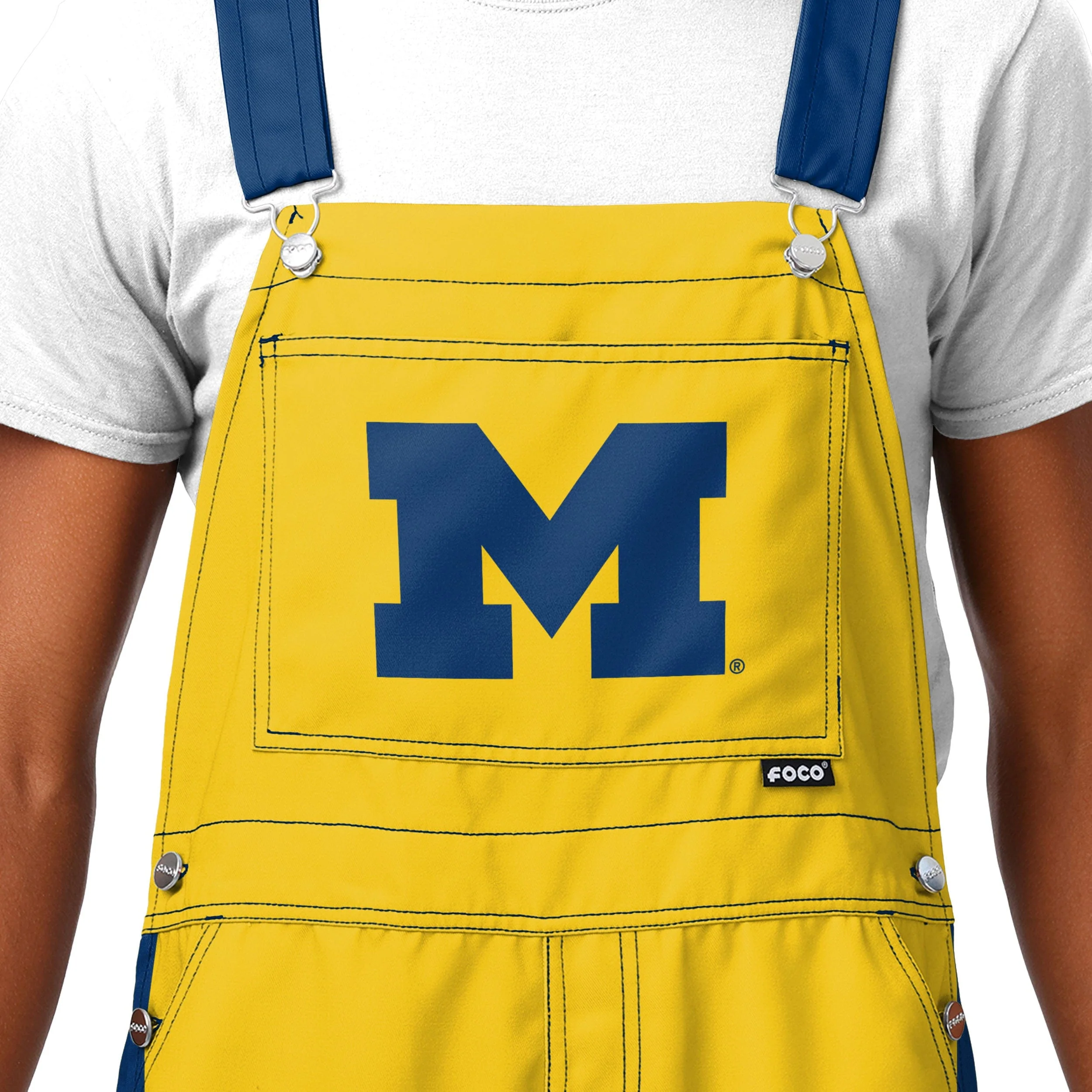 Michigan Wolverines NCAA Mens Team Stripe Bib Overalls - Image 3