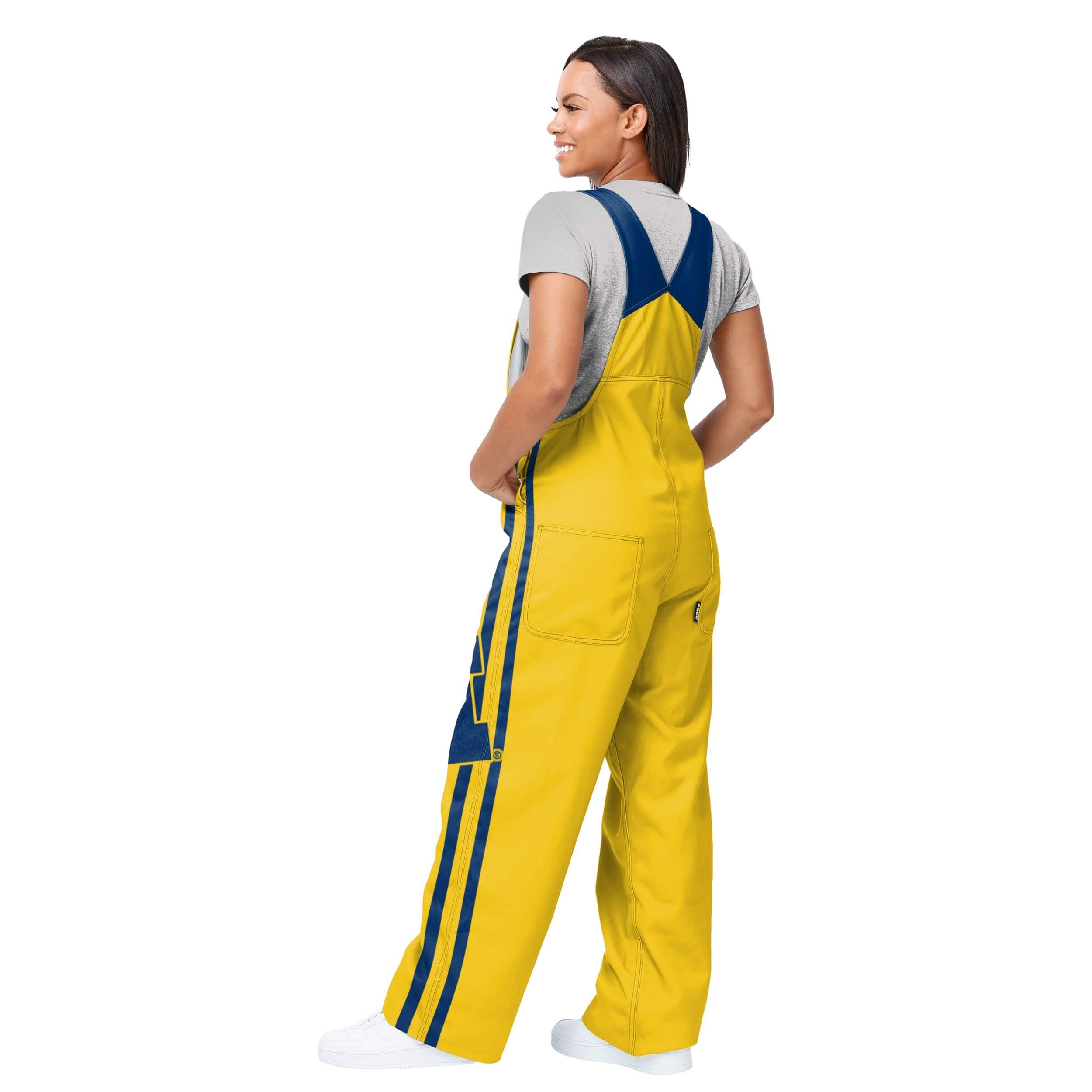 Michigan Wolverines NCAA Womens Team Stripe Bib Overalls - Image 2