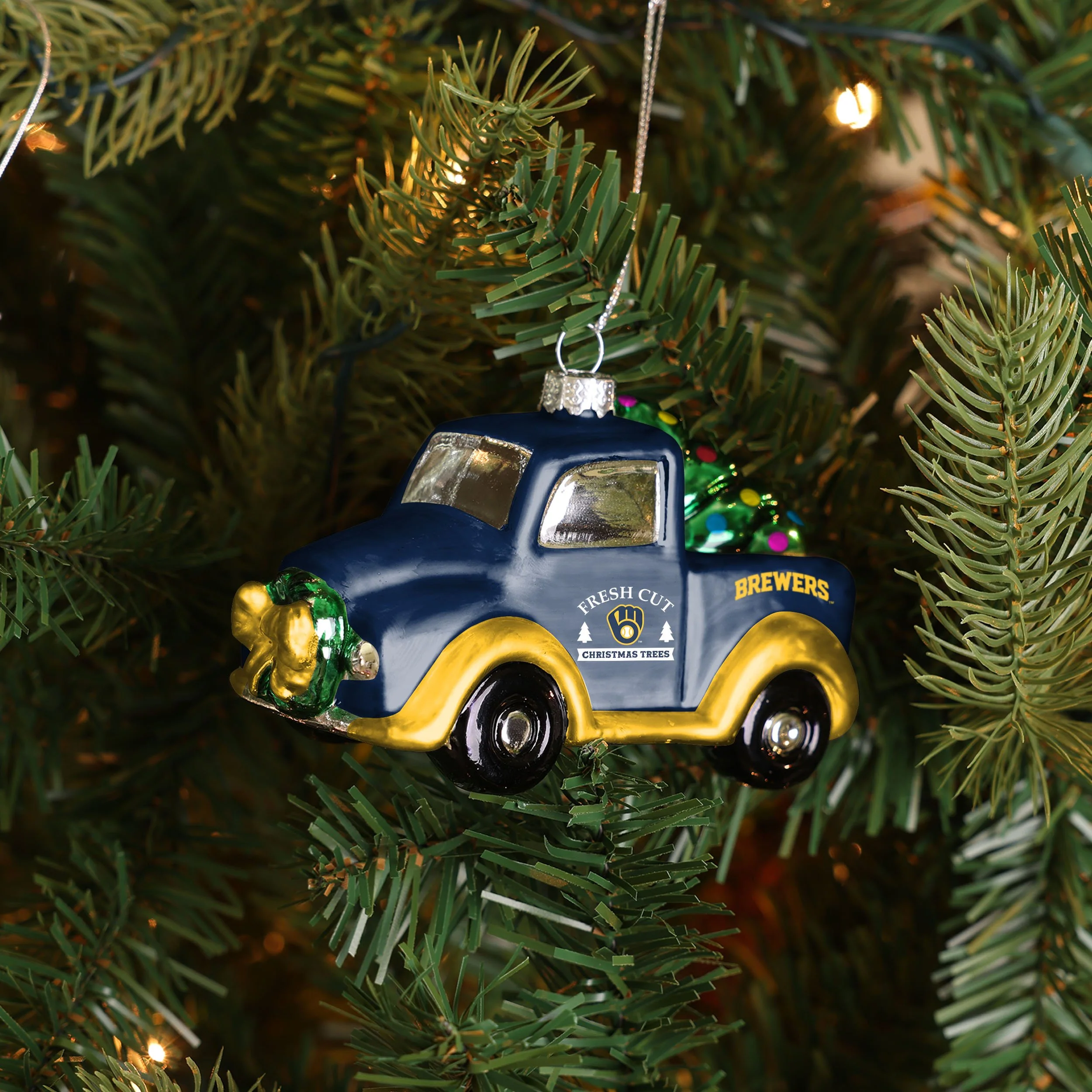 Milwaukee Brewers MLB Blown Glass Truck Ornament - Image 3