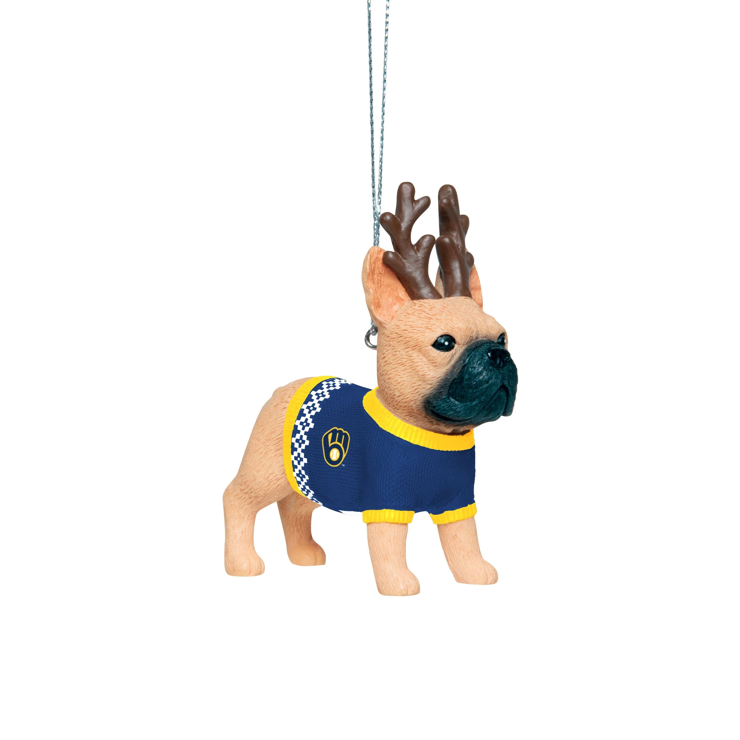 Milwaukee Brewers MLB French Bulldog Wearing Sweater Ornament