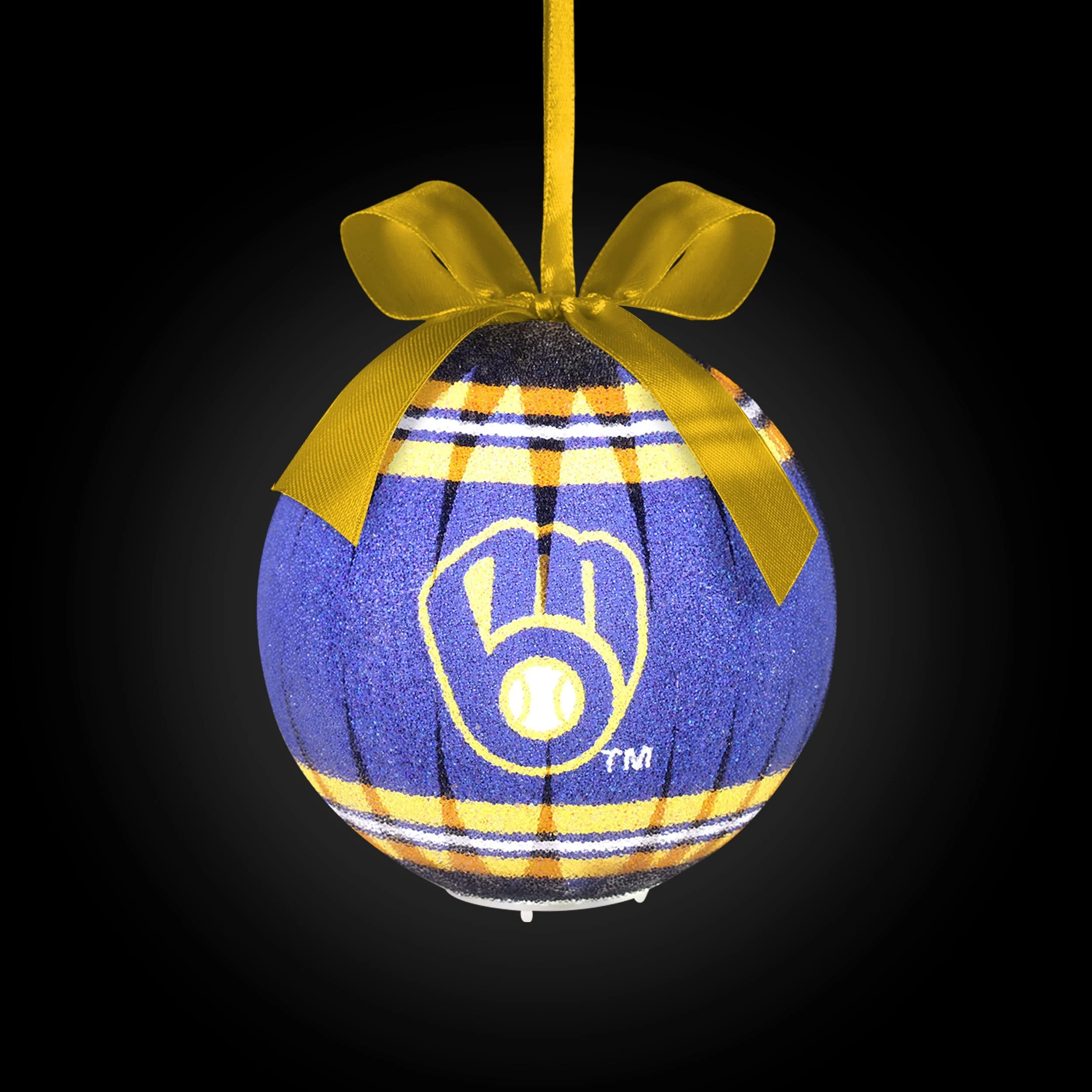 Milwaukee Brewers MLB LED Shatterproof Ball Ornament - Image 2