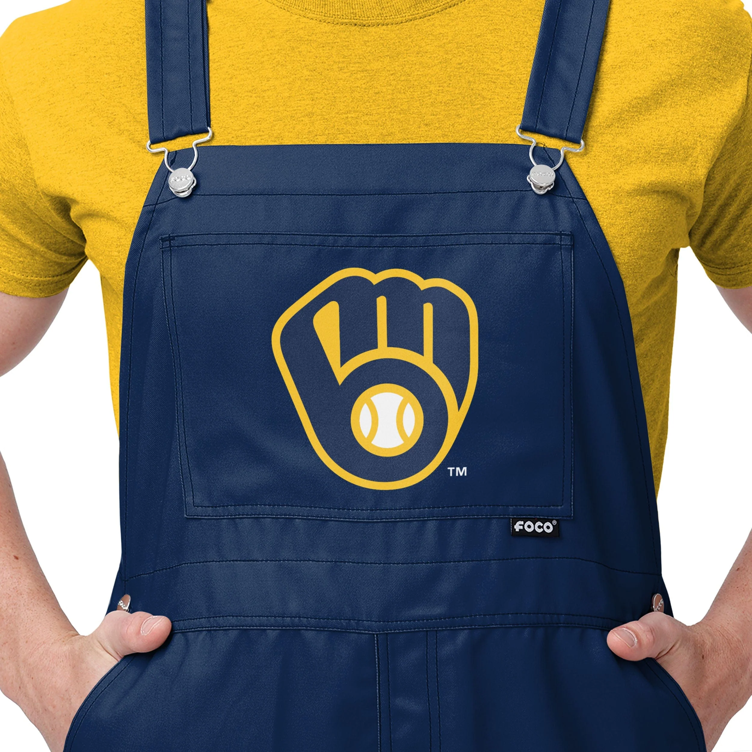 Milwaukee Brewers MLB Mens Big Logo Bib Overalls - Image 4