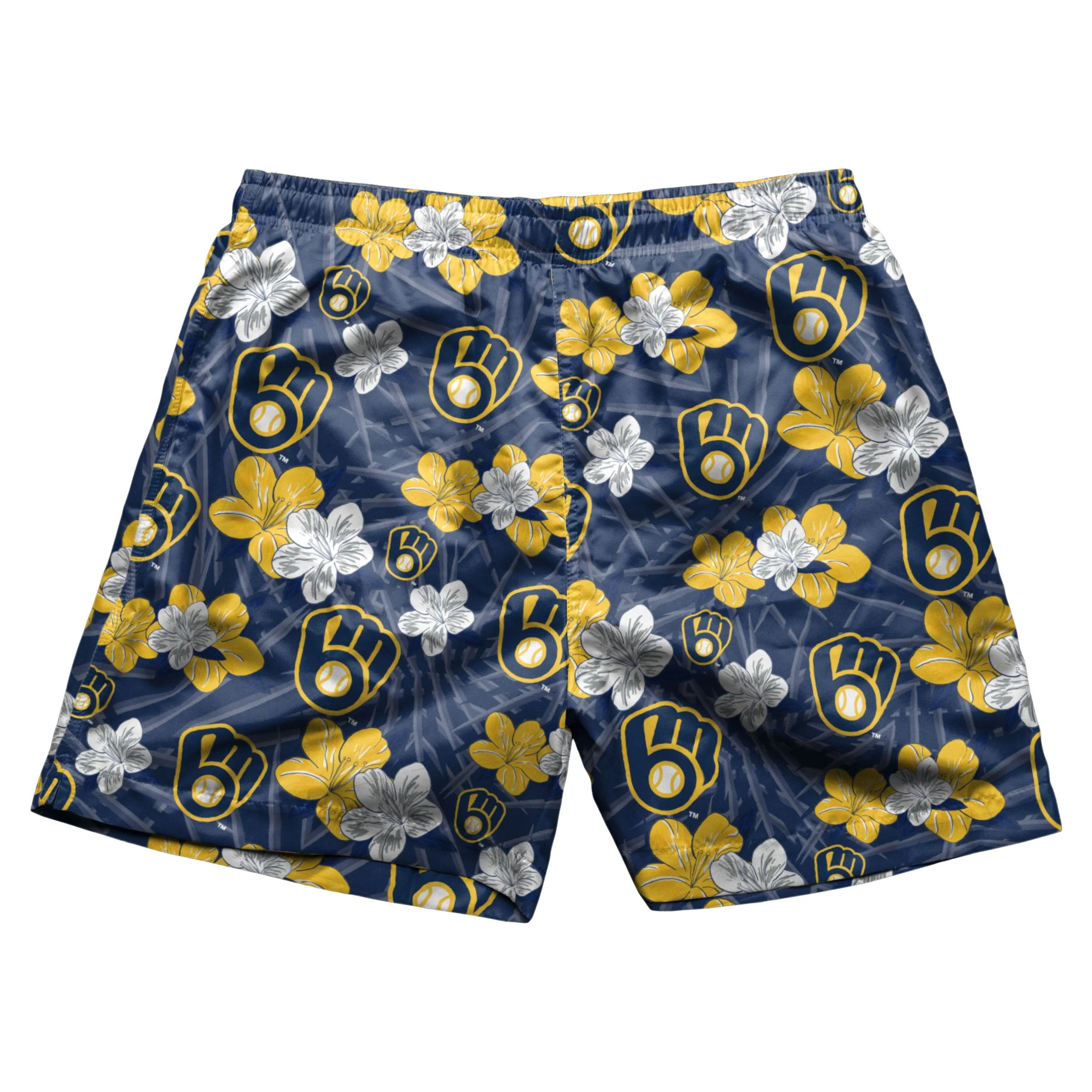 Milwaukee Brewers MLB Mens Hibiscus Slim Fit 5.5" Swimming Trunks - Image 2