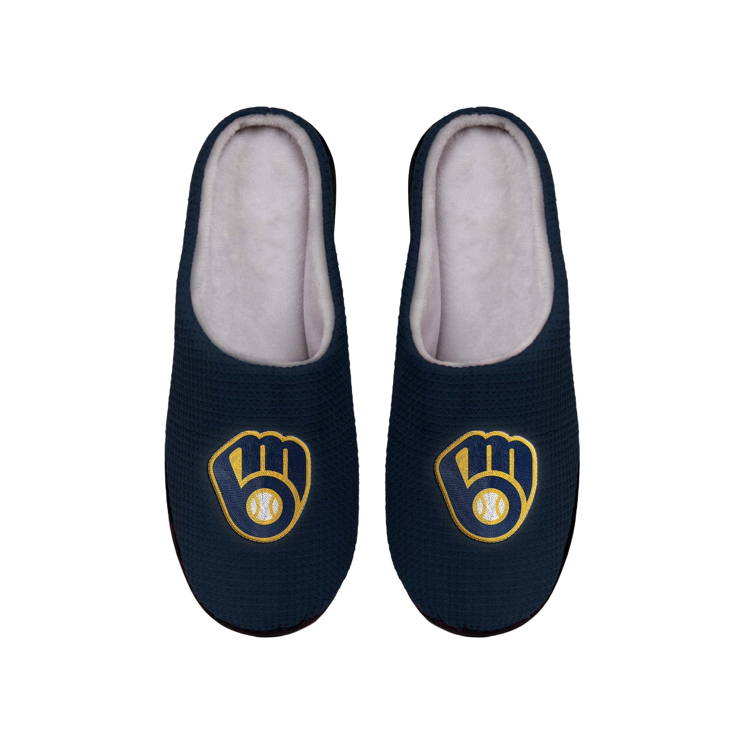Milwaukee Brewers MLB Mens Memory Foam Slide Slippers - Image 2