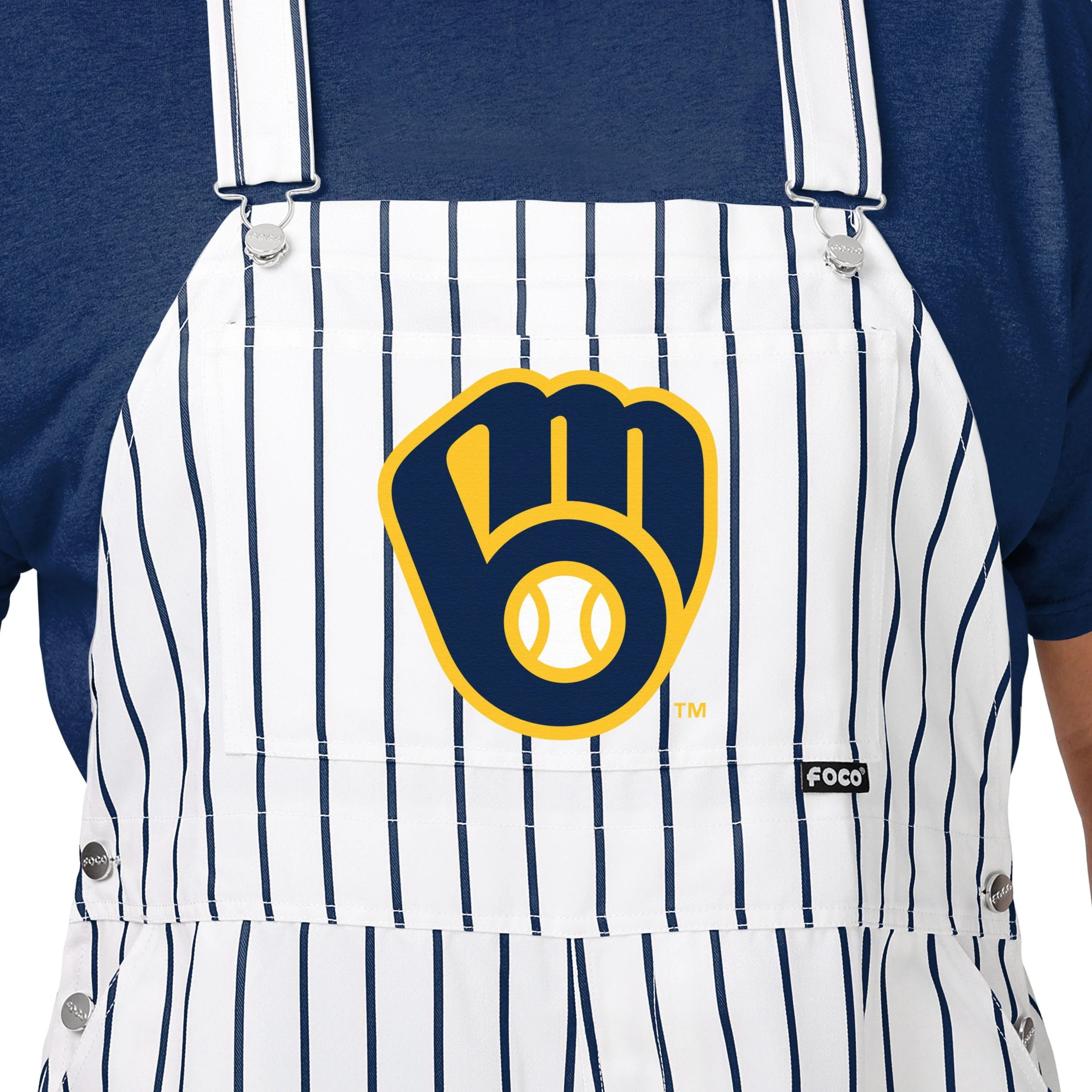 Milwaukee Brewers MLB Mens Pinstripe Bib Overalls - Image 4