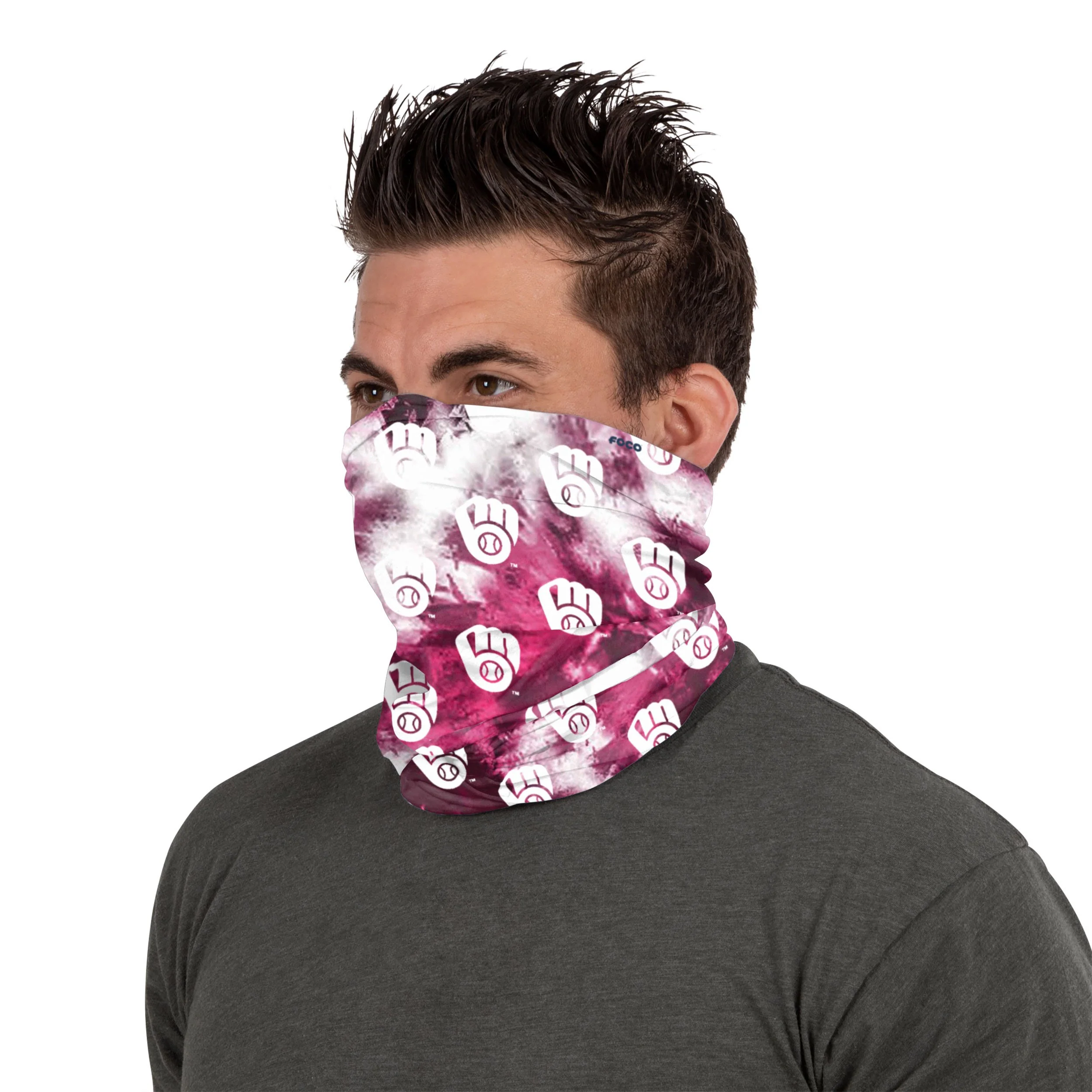 Milwaukee Brewers MLB Pink Tie-Dye Gaiter Scarf - Image 4