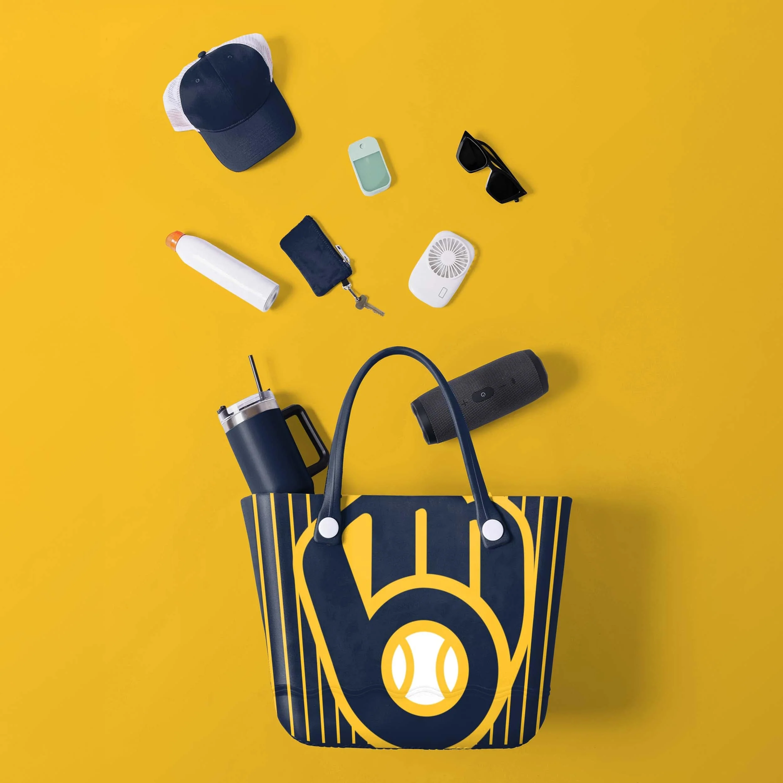 Milwaukee Brewers MLB Pinstripe Tailgate Tote Bag - Image 2
