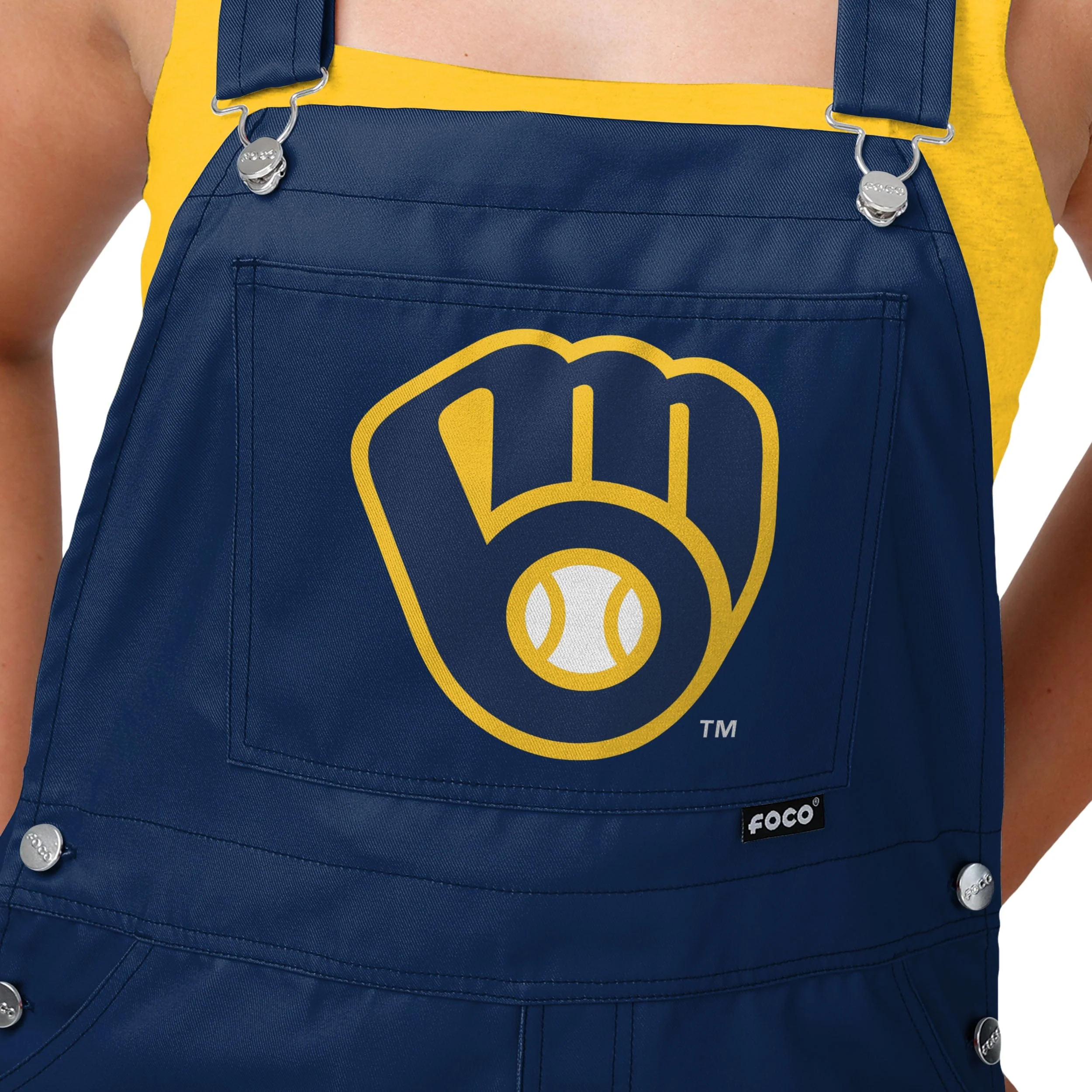 Milwaukee Brewers MLB Womens Big Logo Bib Overalls - Image 4