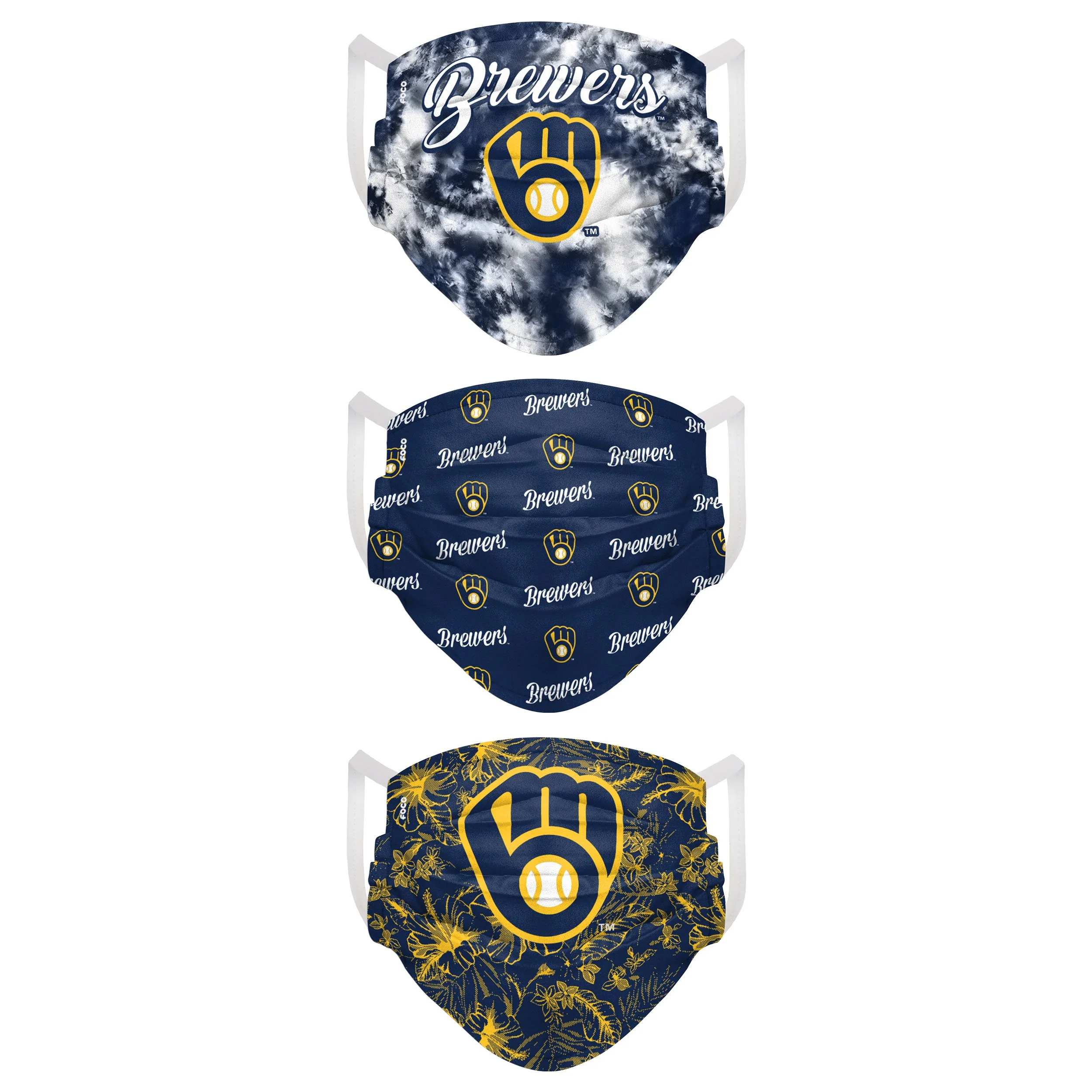 Milwaukee Brewers MLB Womens Matchday 3 Pack Face Cover - Image 2
