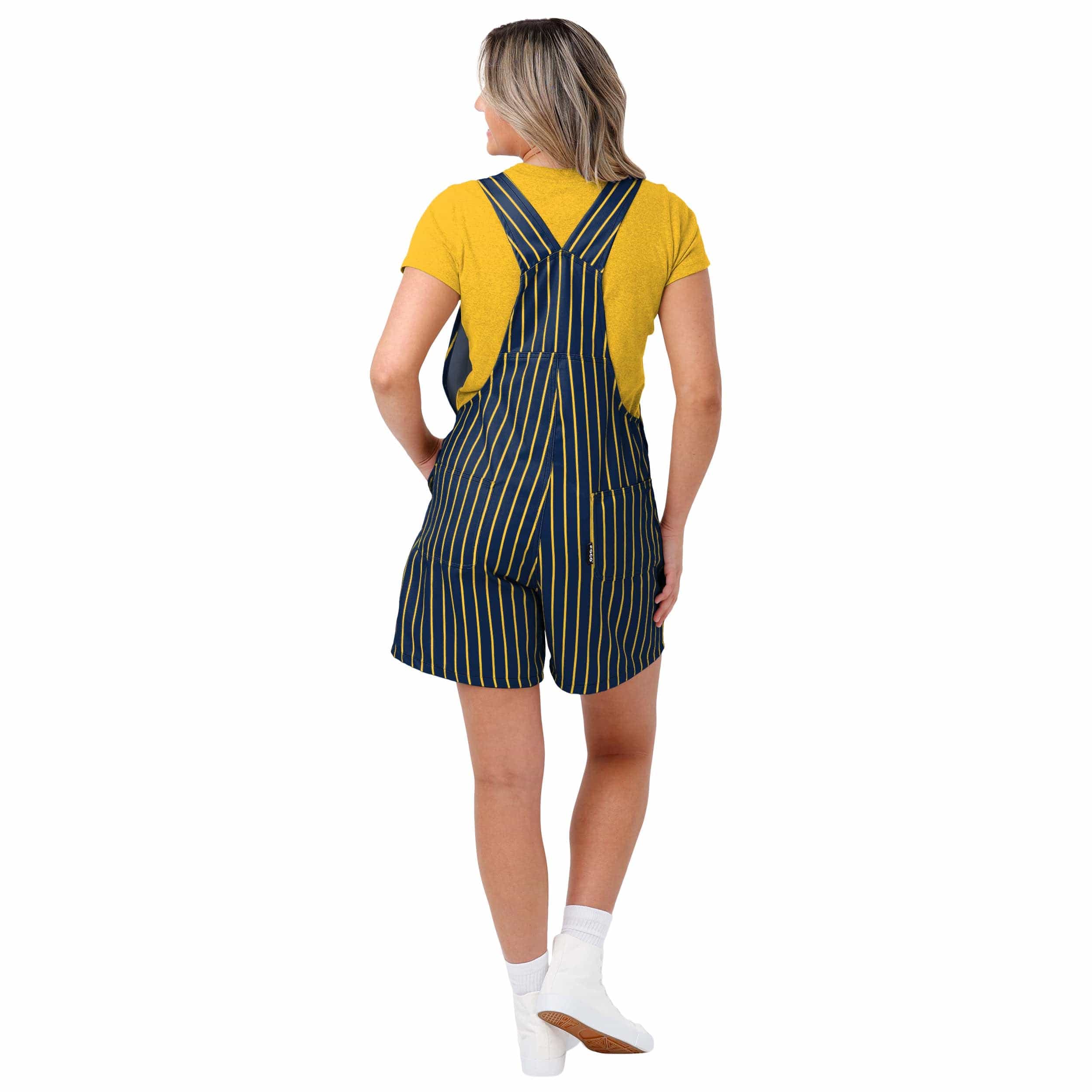 Milwaukee Brewers MLB Womens Pinstripe Bib Shortalls - Image 2