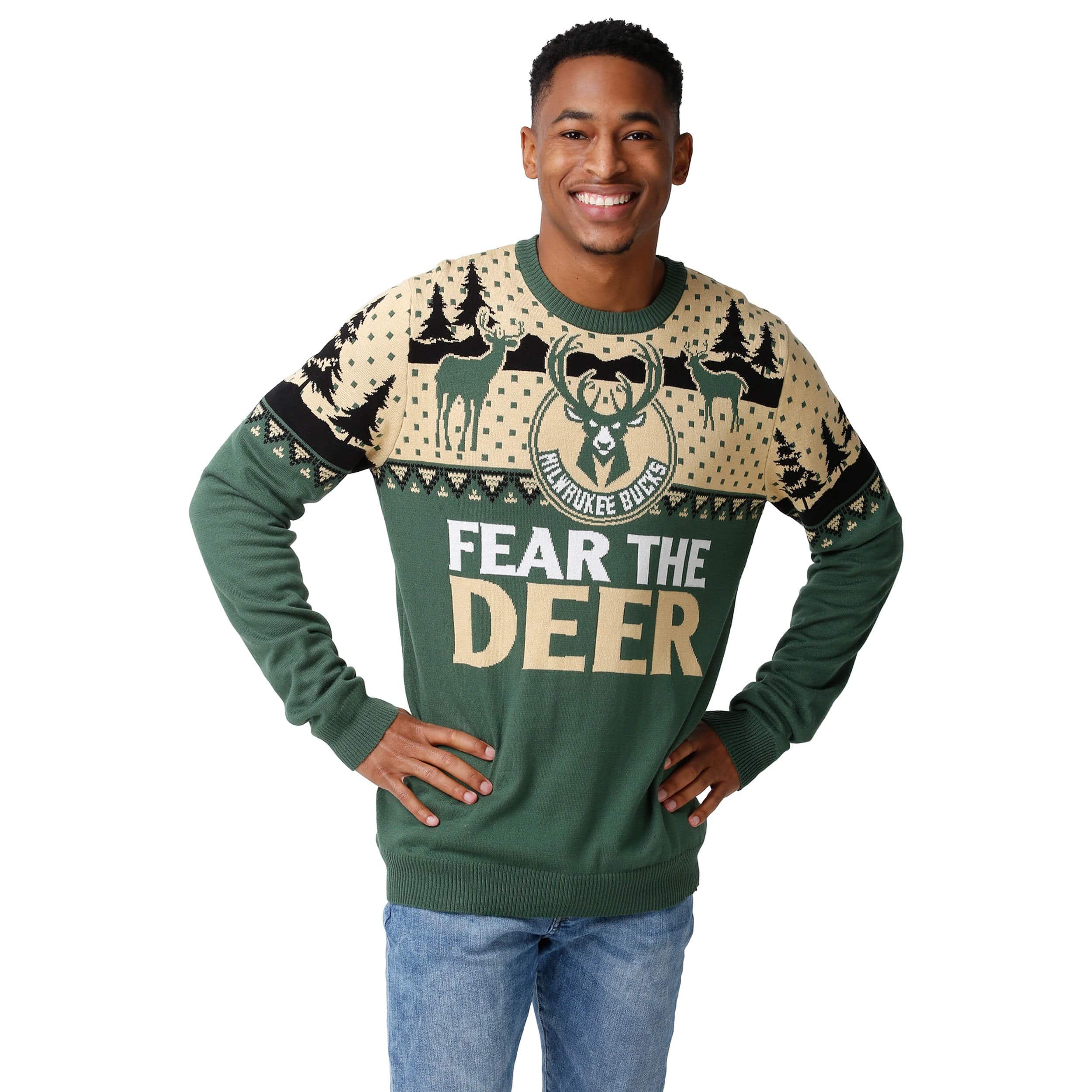 Milwaukee Bucks 2021 NBA Champions Stripe Crew Neck Sweater - Image 2