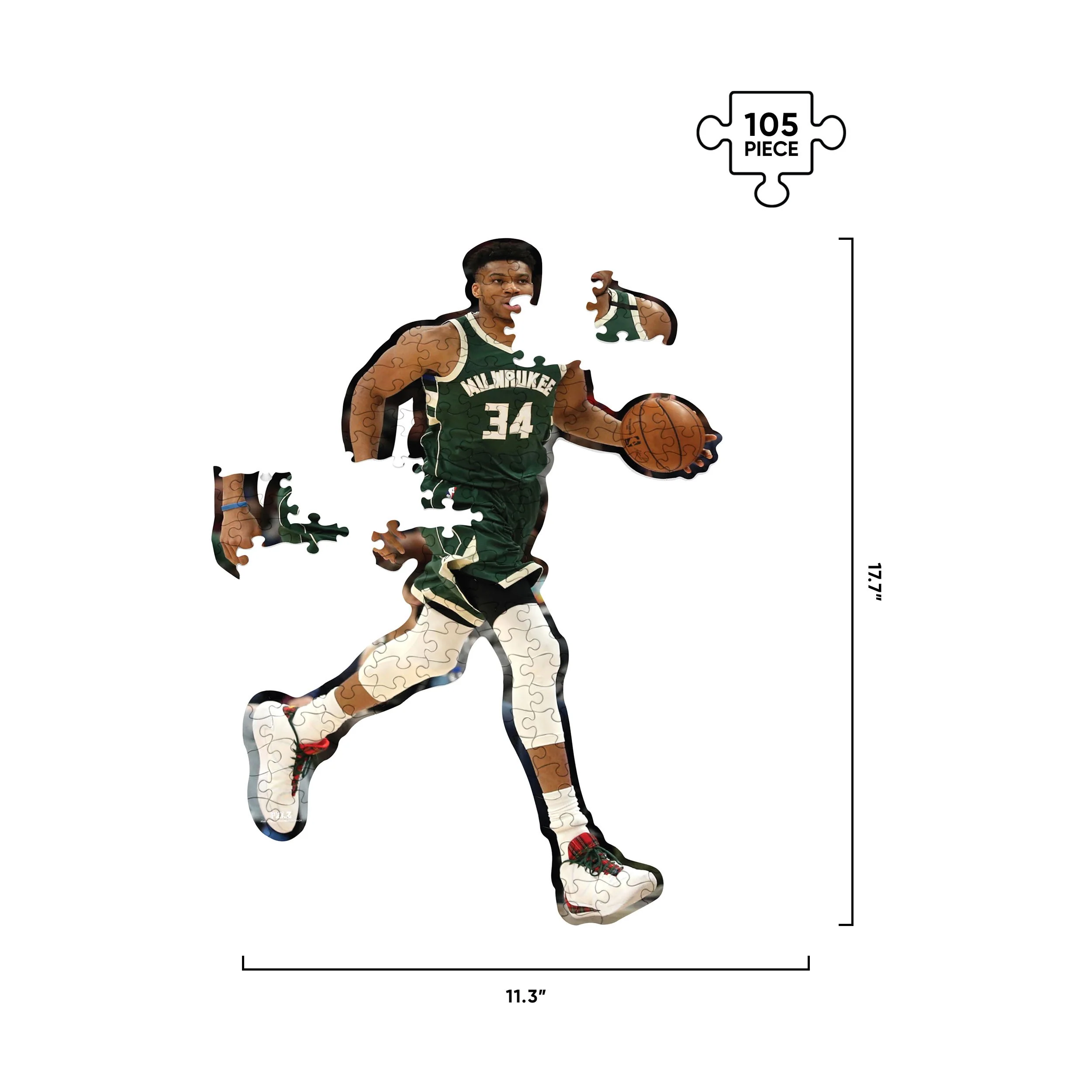 Milwaukee Bucks NBA Giannis Antetokounmpo Wood Jigsaw Puzzle PZLZ - Image 3