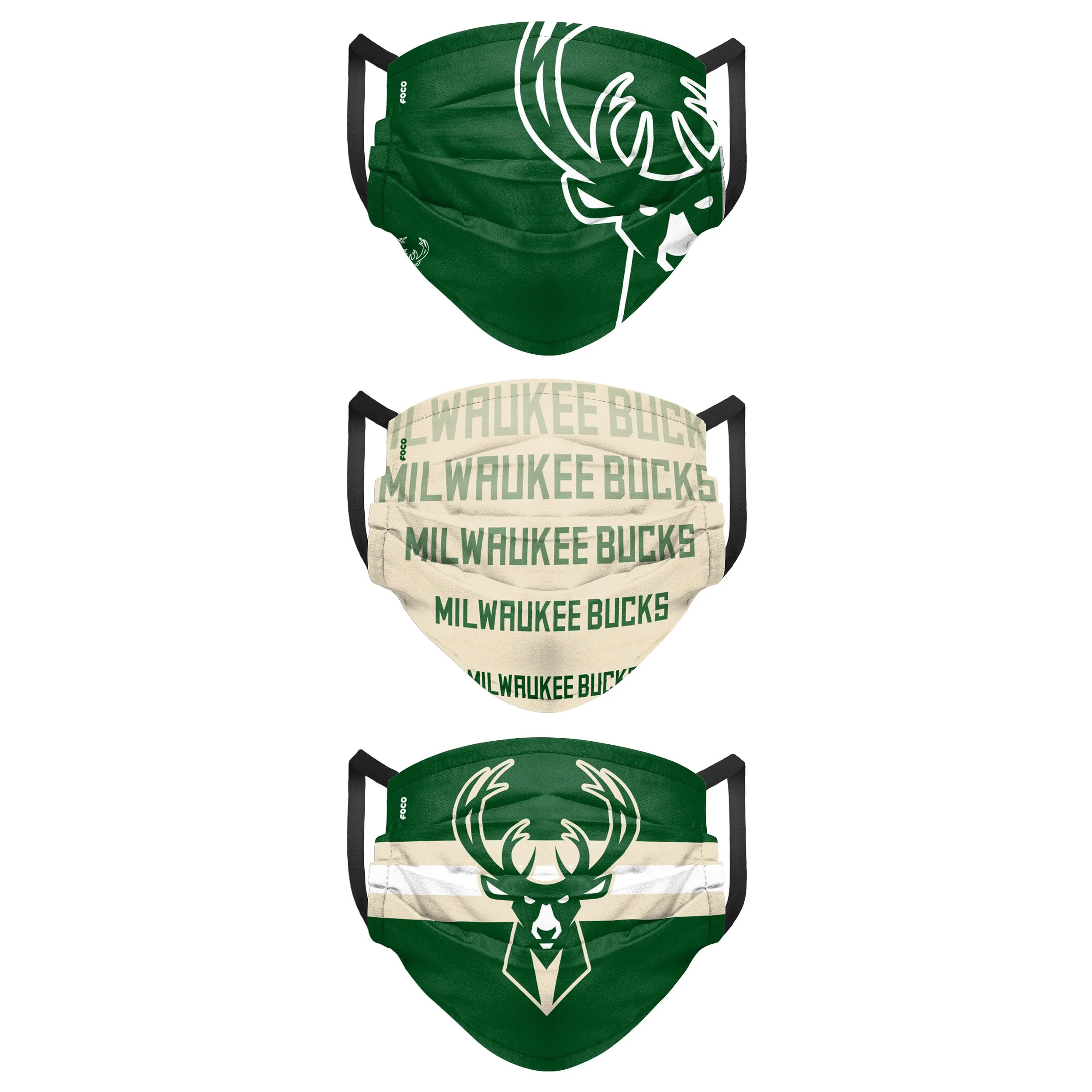 Milwaukee Bucks NBA Mens Matchday 3 Pack Face Cover - Image 2