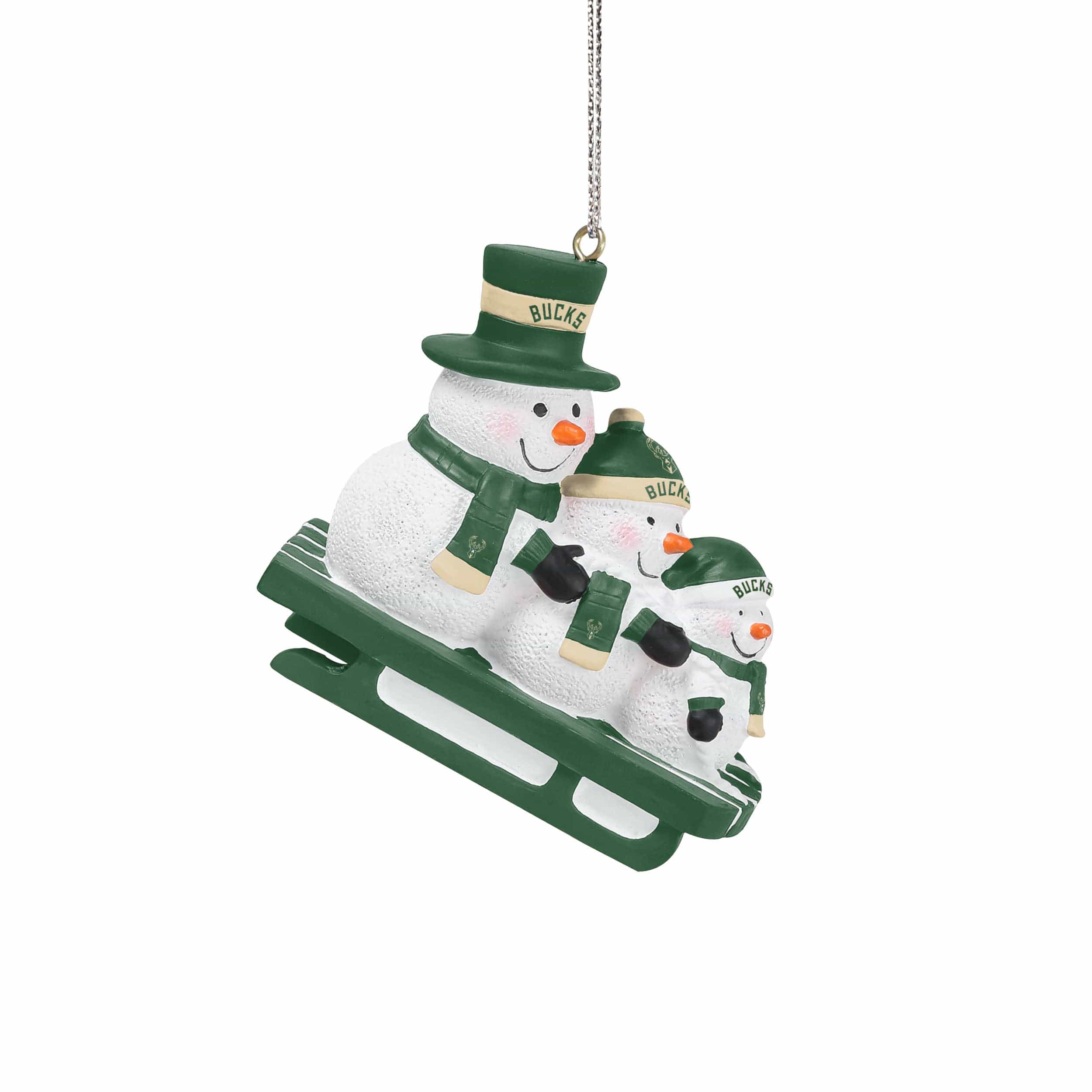 Milwaukee Bucks NBA Sledding Snowmen Ornament - Image 2