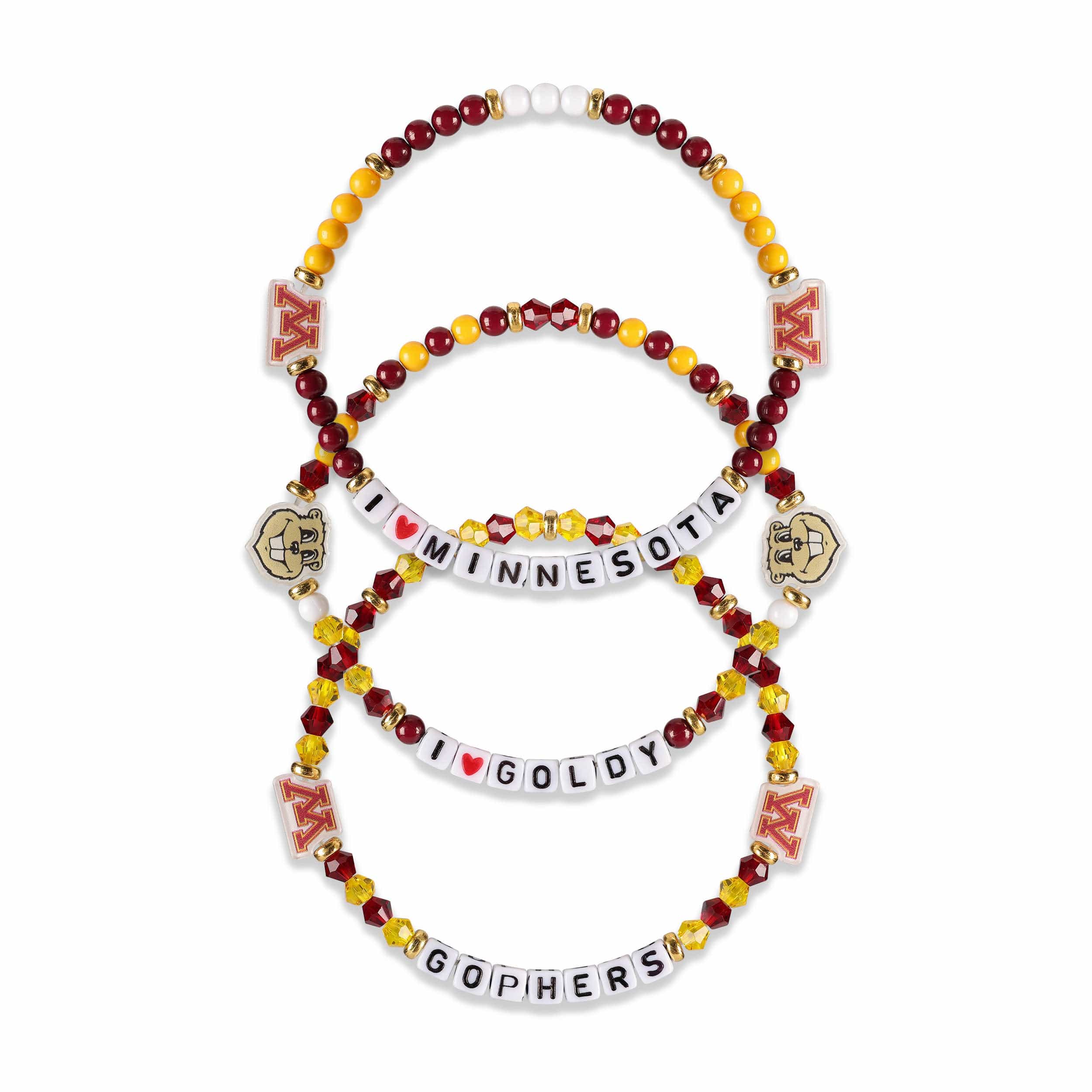 Minnesota Golden Gophers NCAA 3 Pack Friendship Bracelet