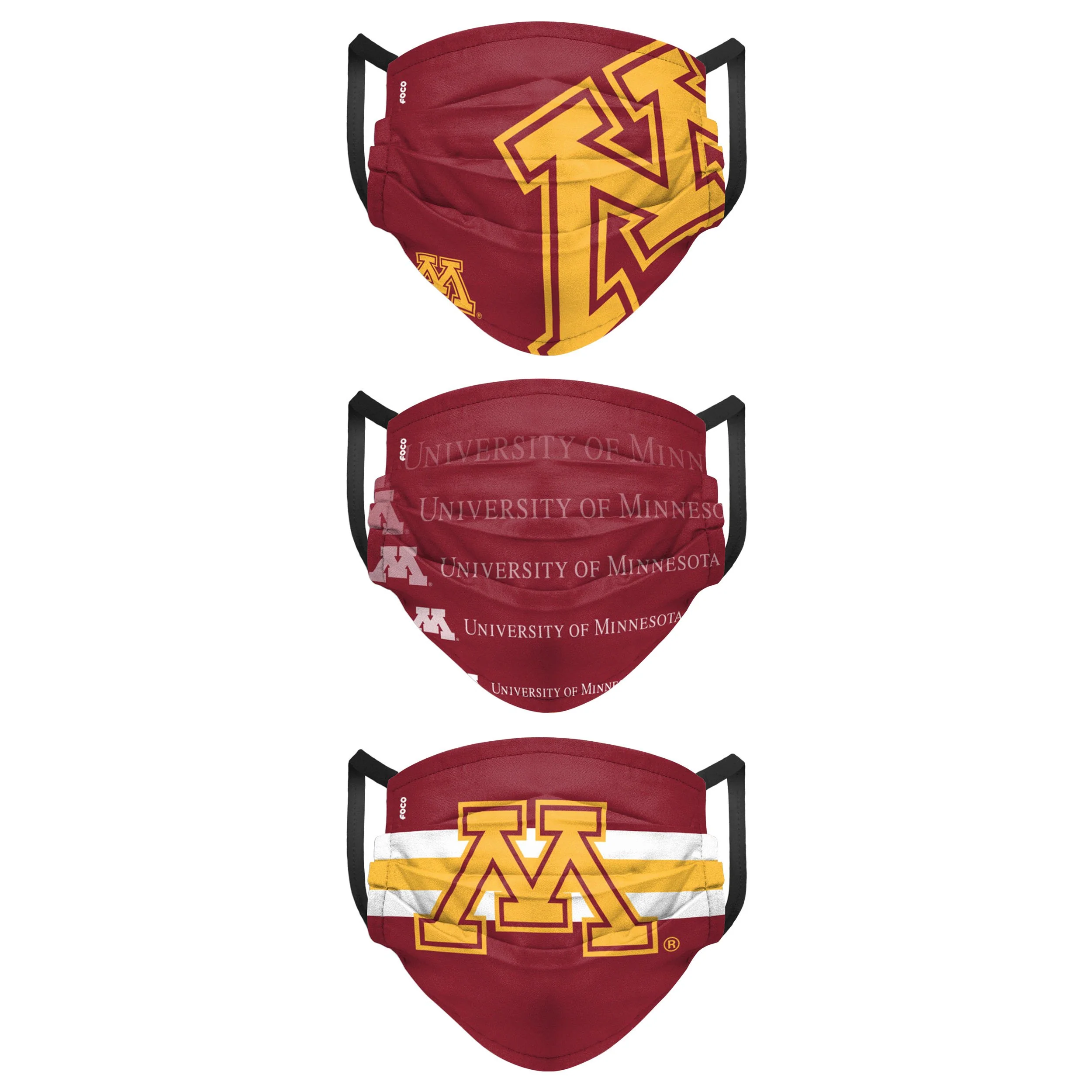 Minnesota Golden Gophers NCAA Mens Matchday 3 Pack Face Cover - Image 2