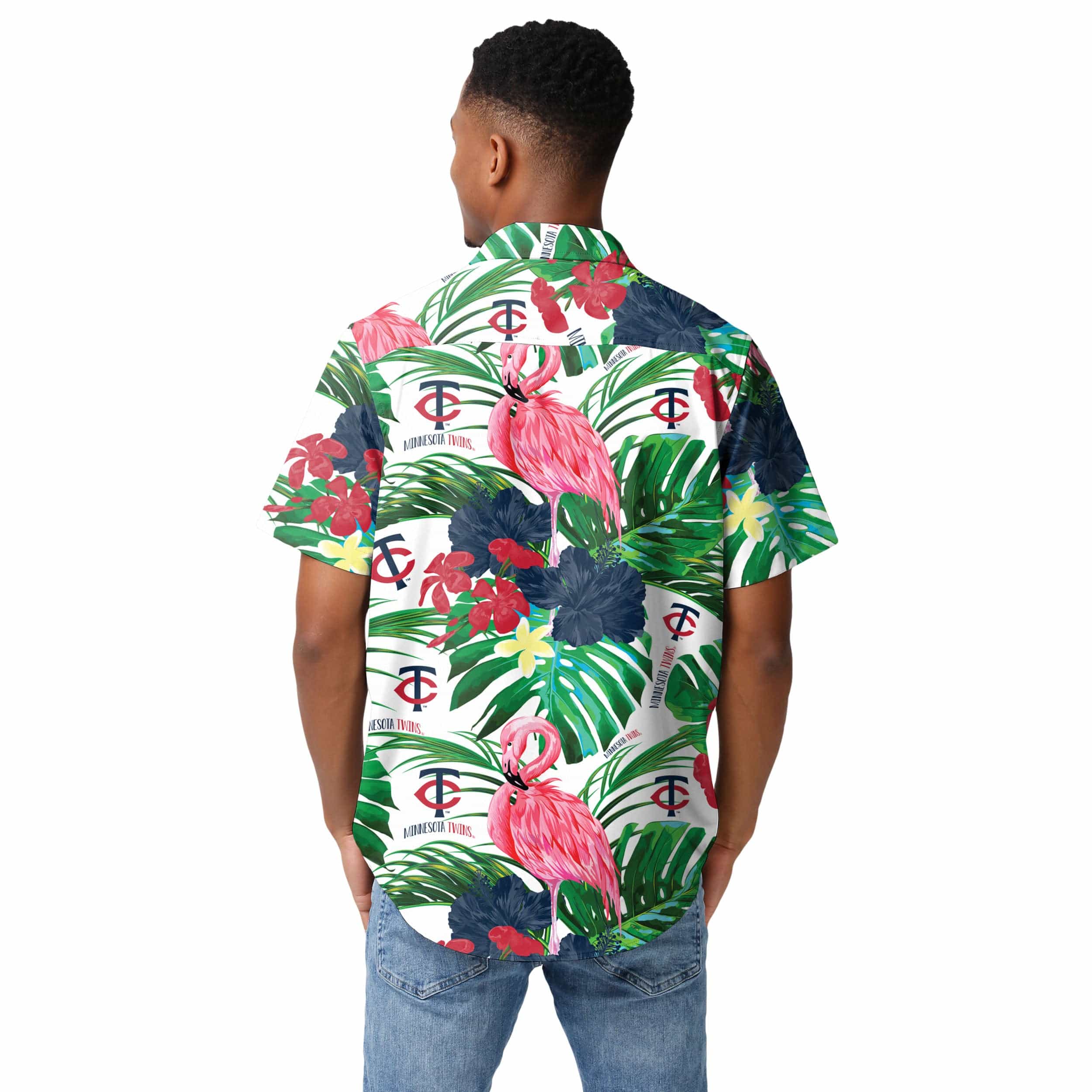 Minnesota Twins MLB Mens Flamingo Button Up Shirt - Image 3