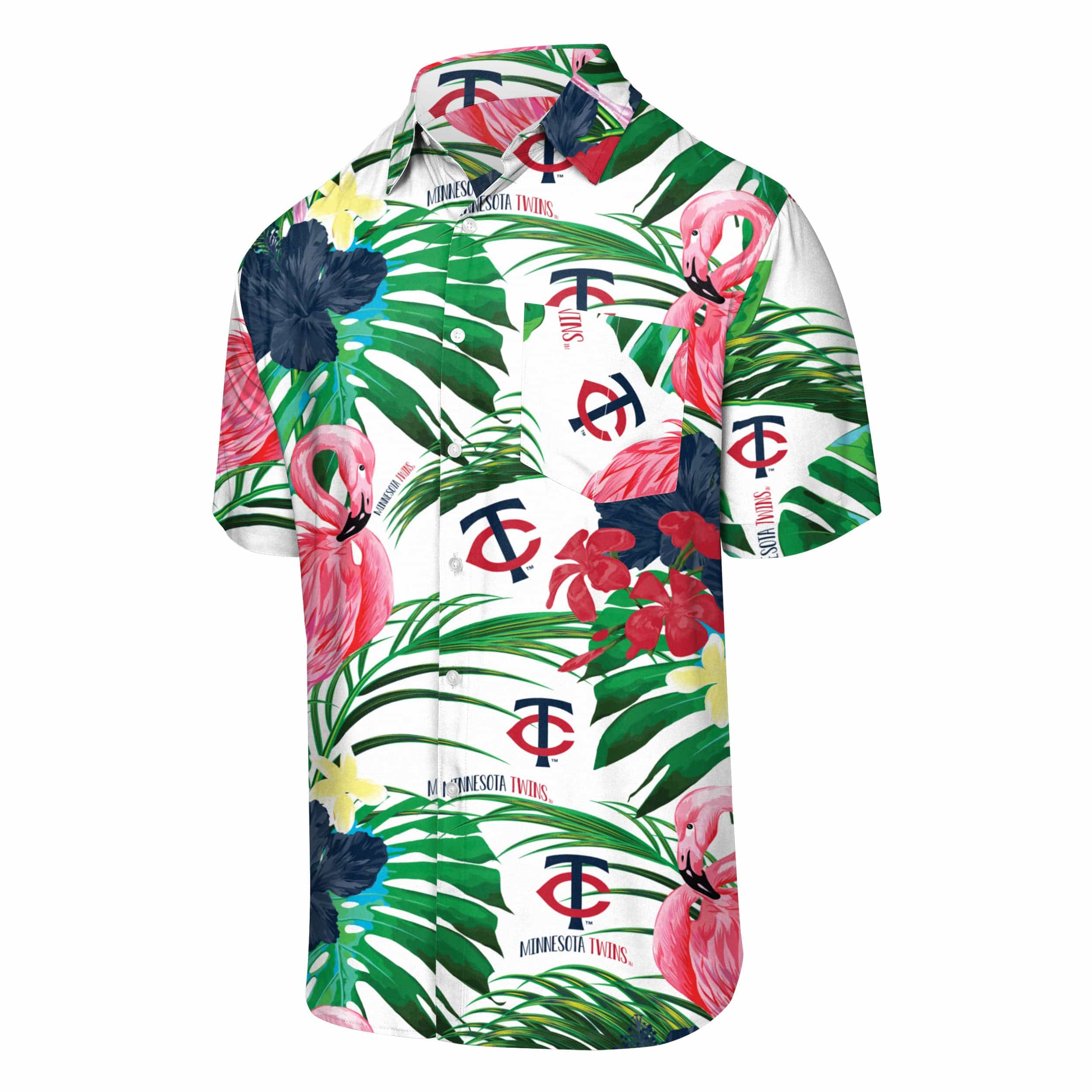 Minnesota Twins MLB Mens Flamingo Button Up Shirt - Image 4