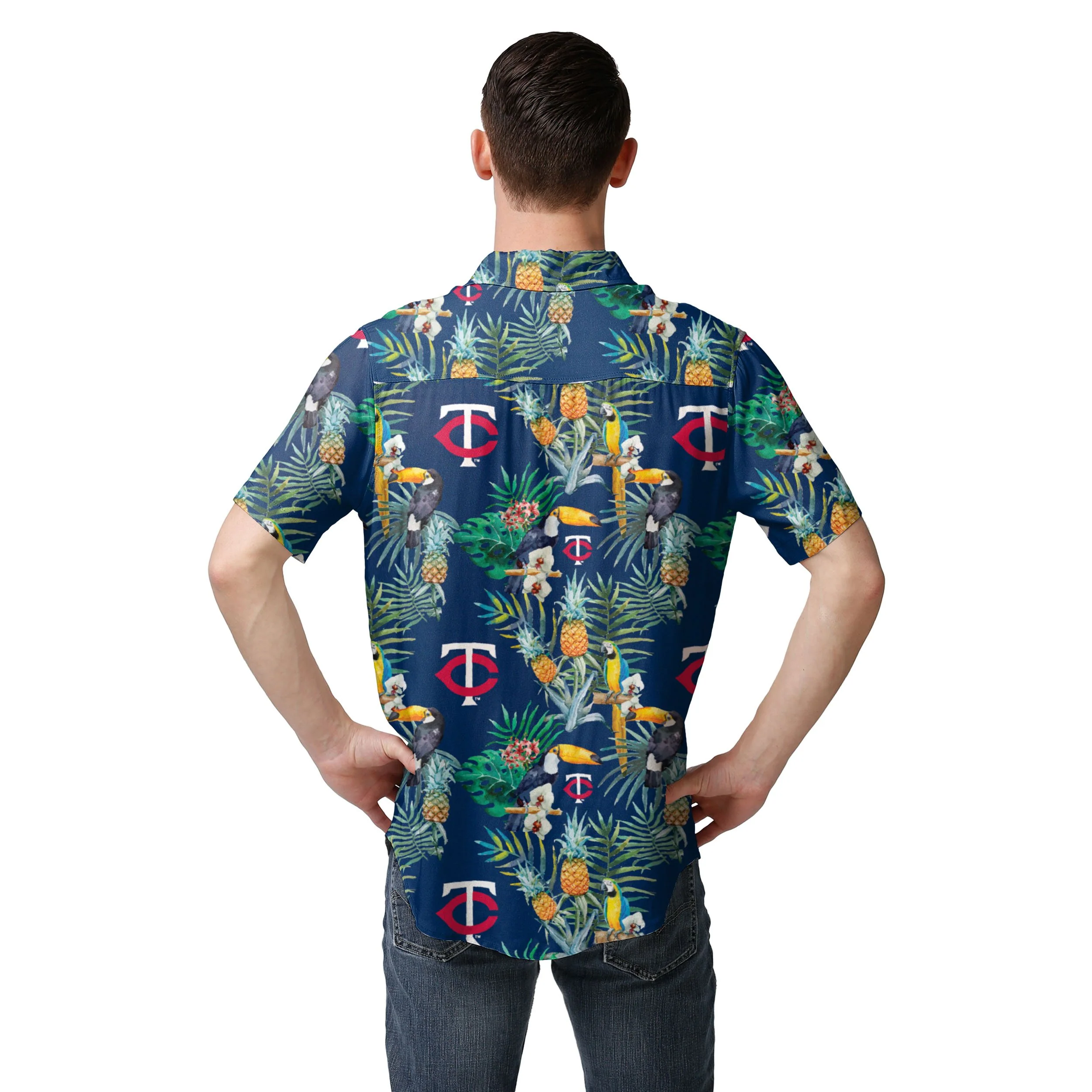 Minnesota Twins MLB Mens Floral Button Up Shirt - Image 2