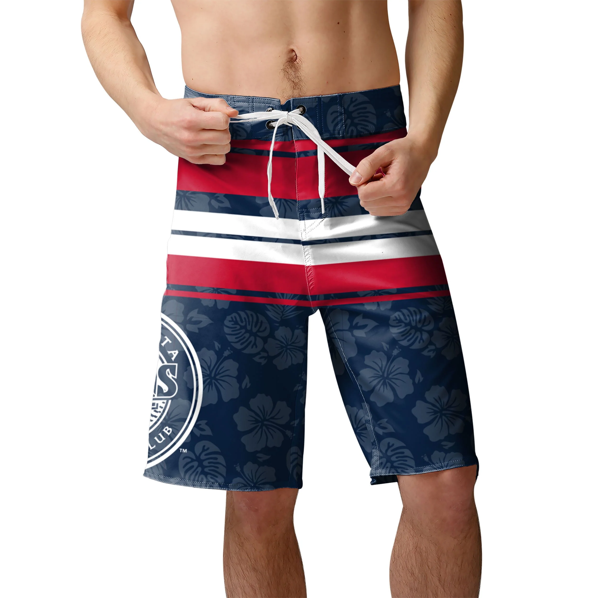 Minnesota Twins MLB Mens Hibiscus Boardwalk Stripe Boardshorts - Image 2