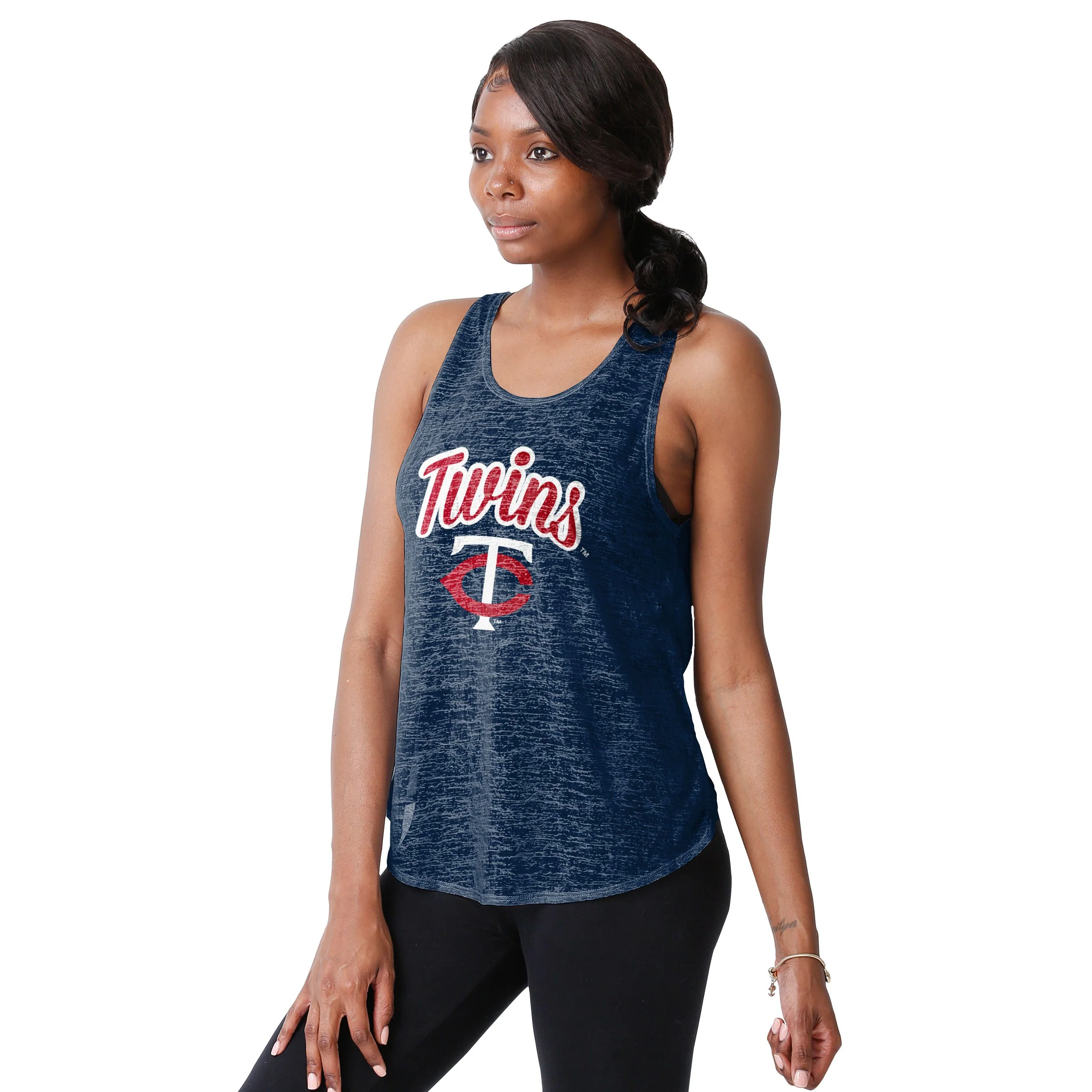 Minnesota Twins MLB Womens Burn Out Sleeveless Top - Image 2