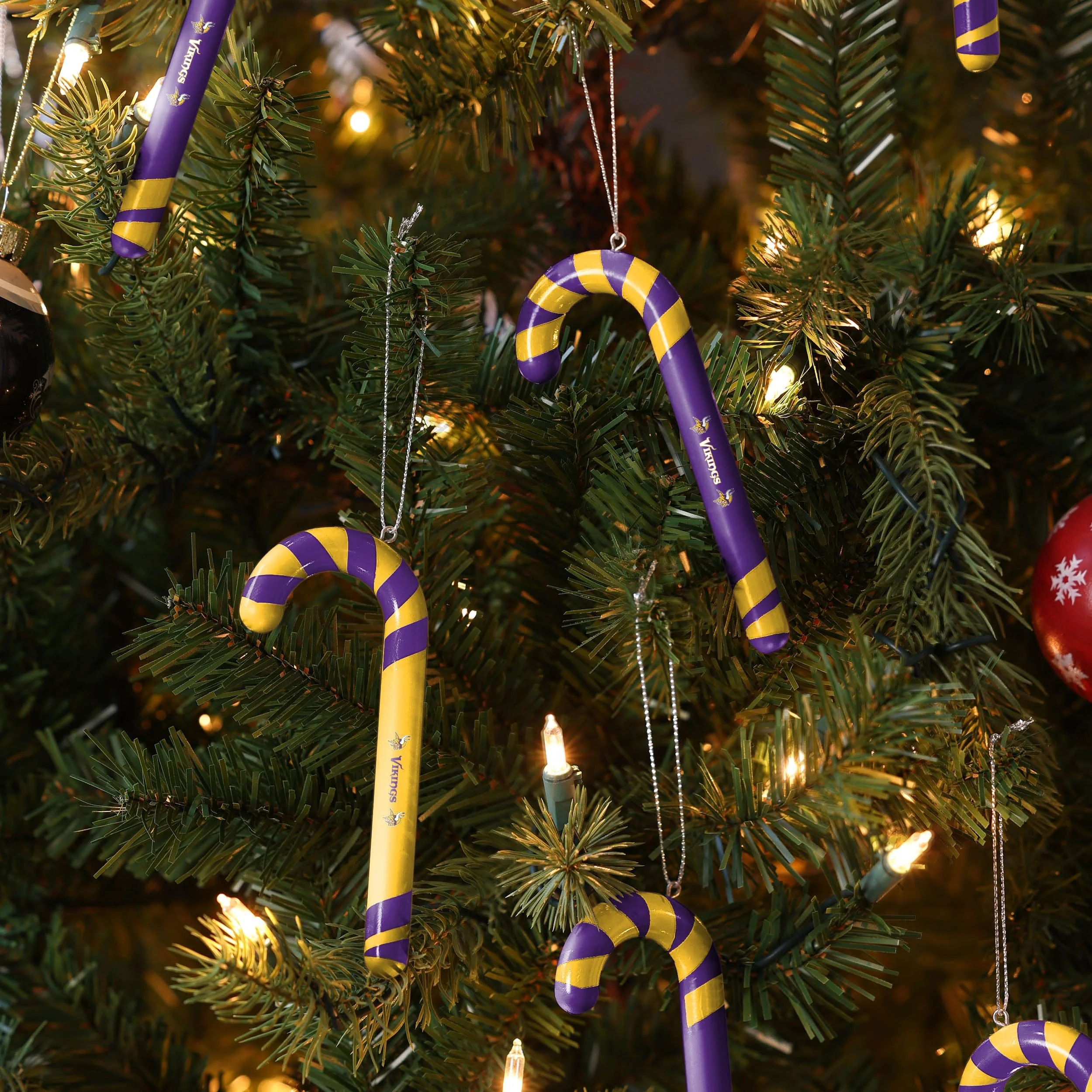 Minnesota Vikings NFL 12 Pack Candy Cane Ornament Set - Image 3