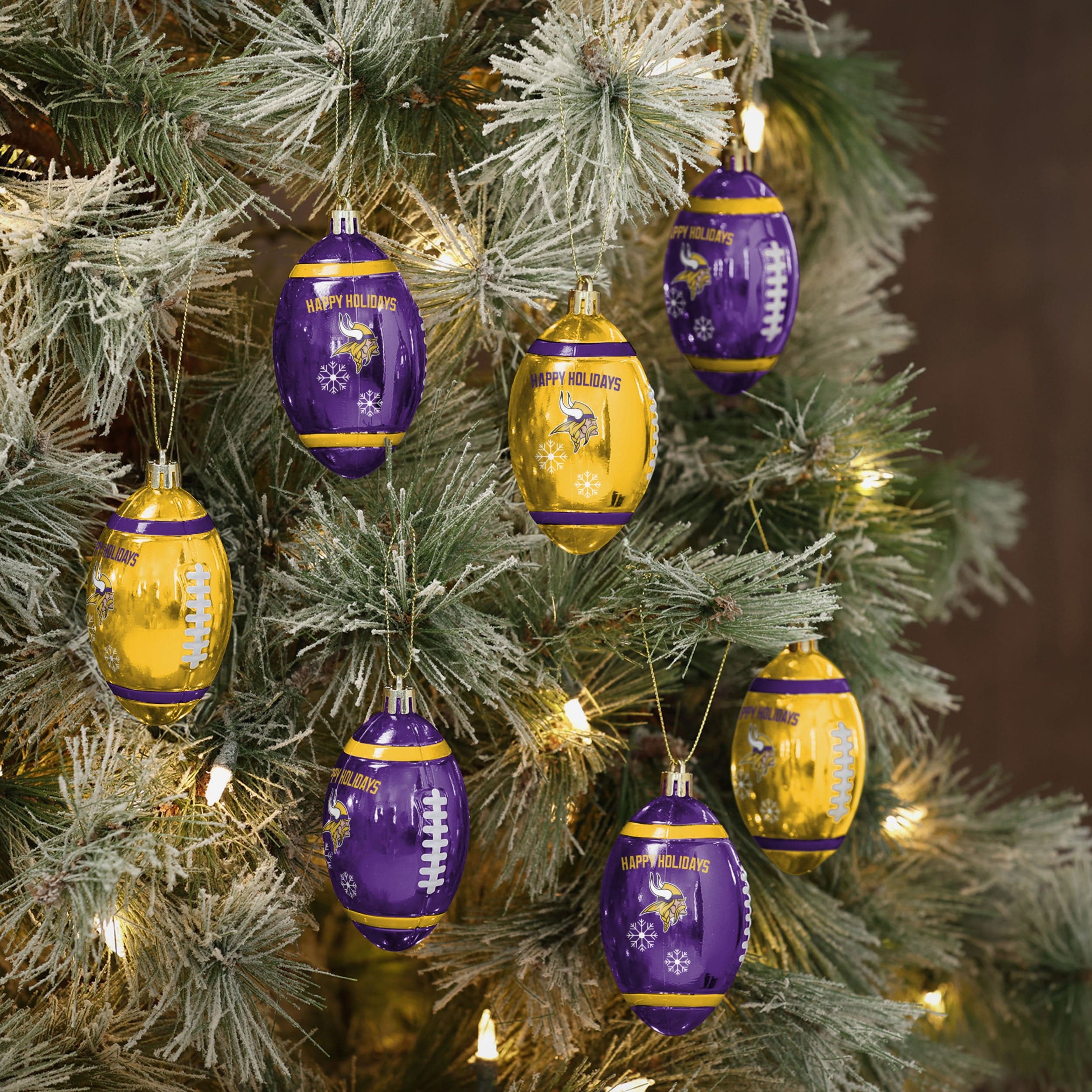 Minnesota Vikings NFL 12 Pack Football Ornament Set - Image 2