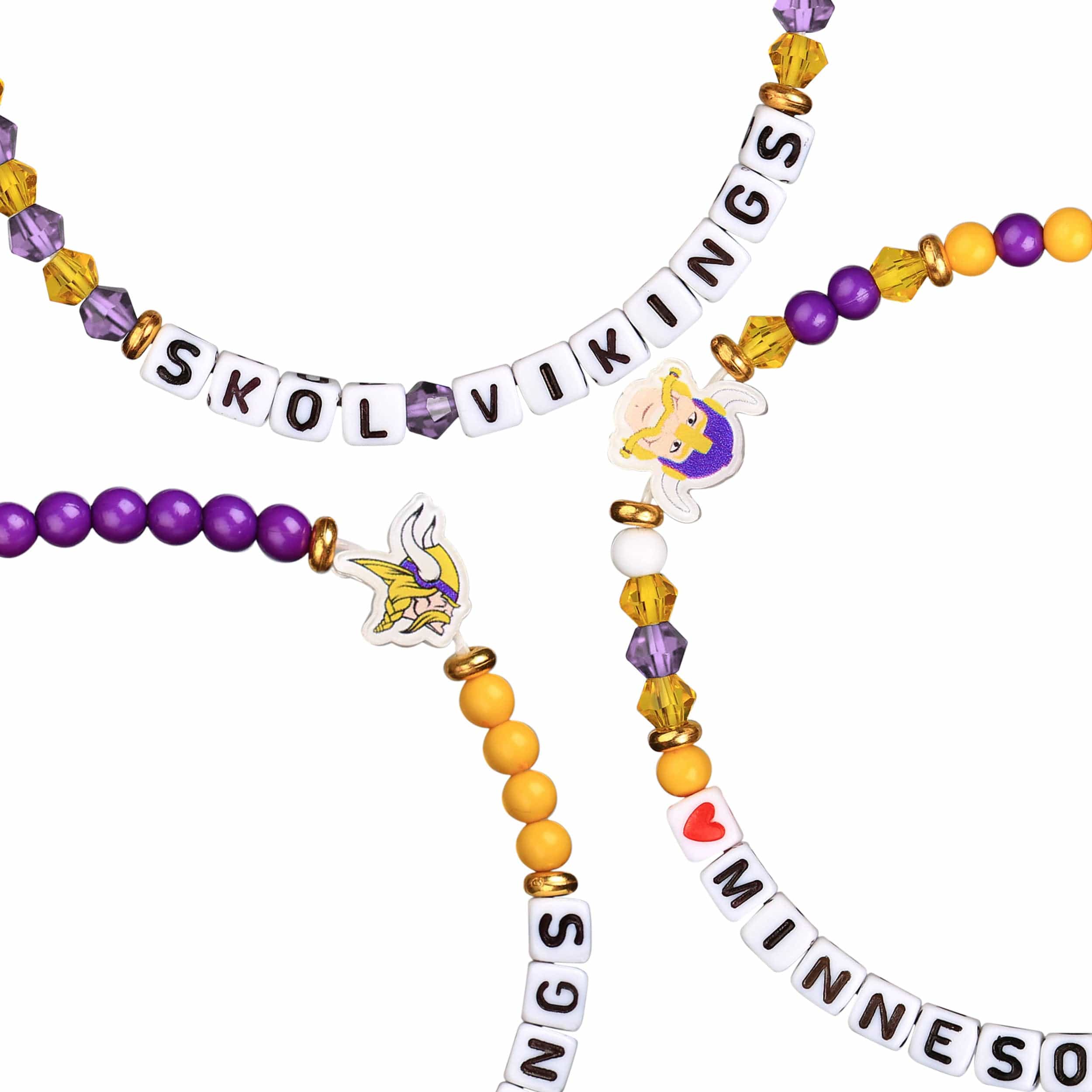 Minnesota Vikings NFL 3 Pack Friendship Bracelet - Image 2