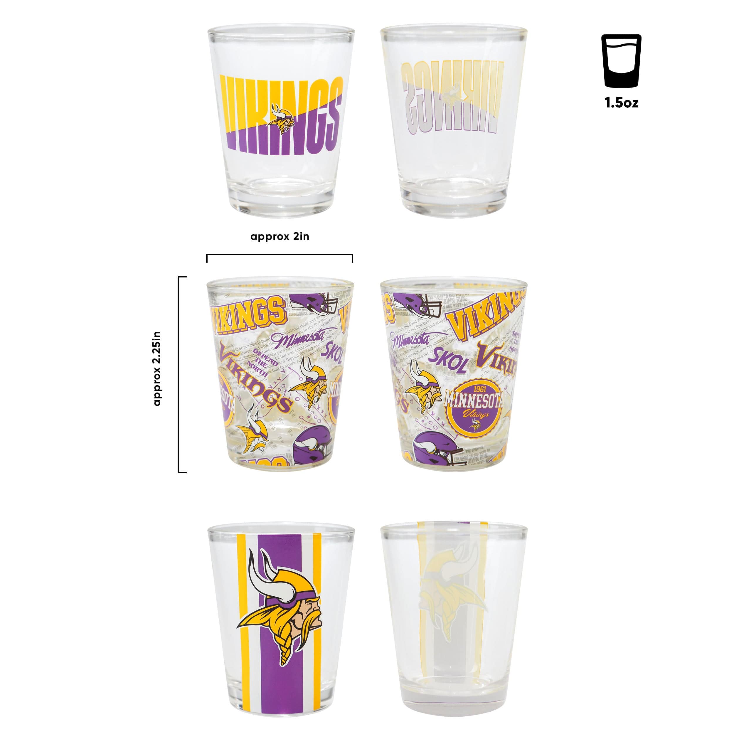 Minnesota Vikings NFL 3 Pack Shot Glass - Image 3