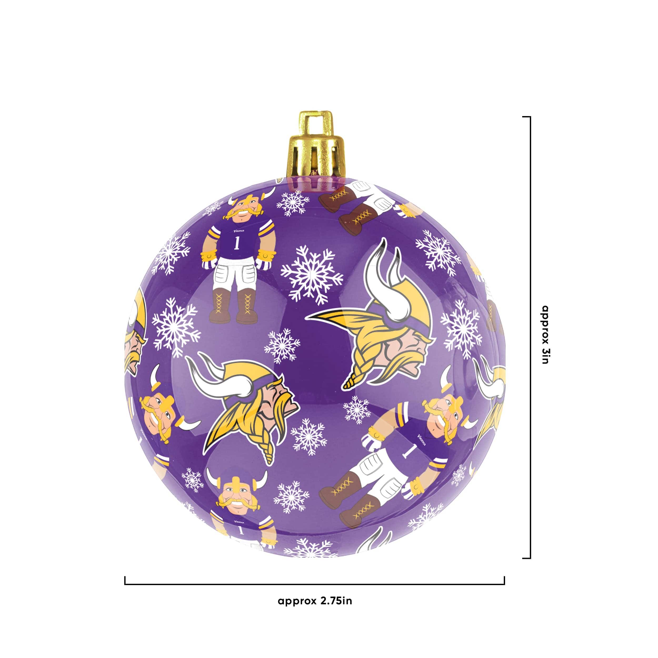Minnesota Vikings NFL 4 Pack Ball Mascot Ornament Set - Image 3